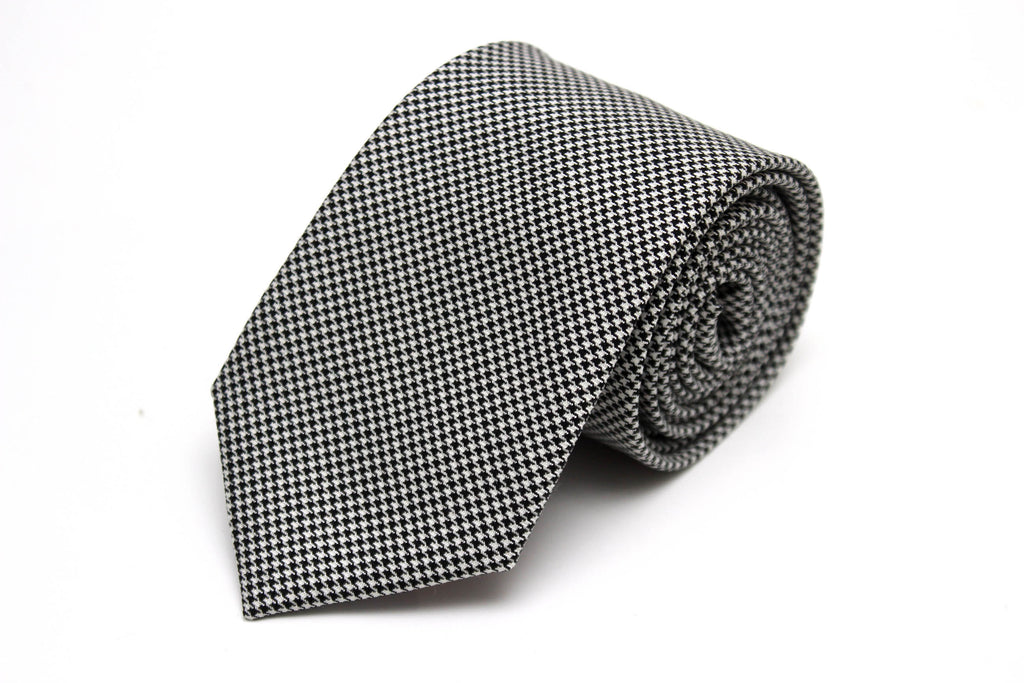 Black Houndstooth Wool Necktie