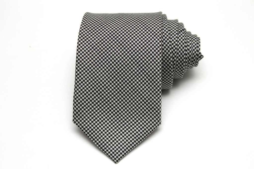 Black Houndstooth Wool Necktie