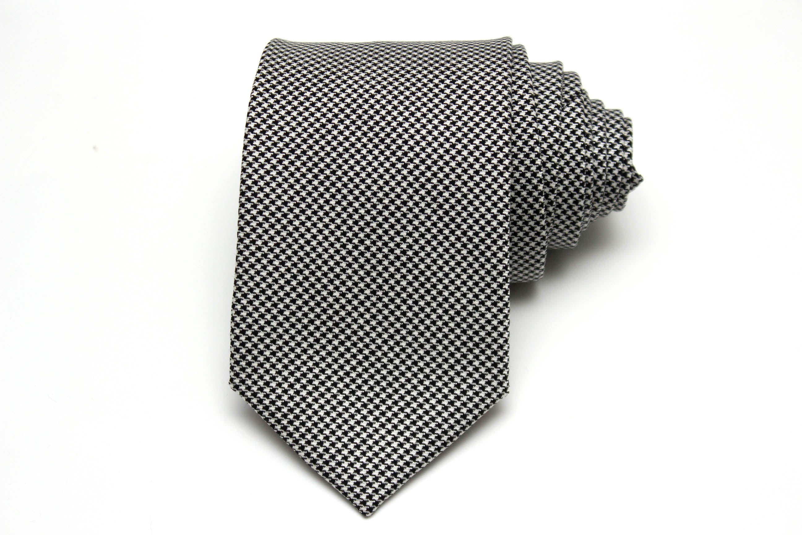 Black Houndstooth Wool Necktie