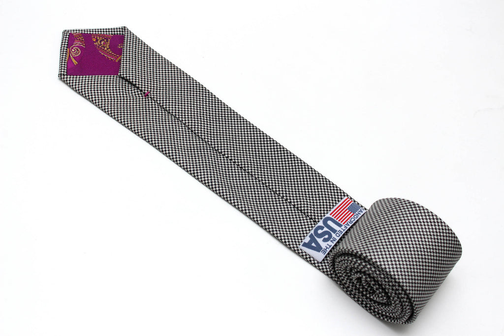 Black Houndstooth Wool Necktie
