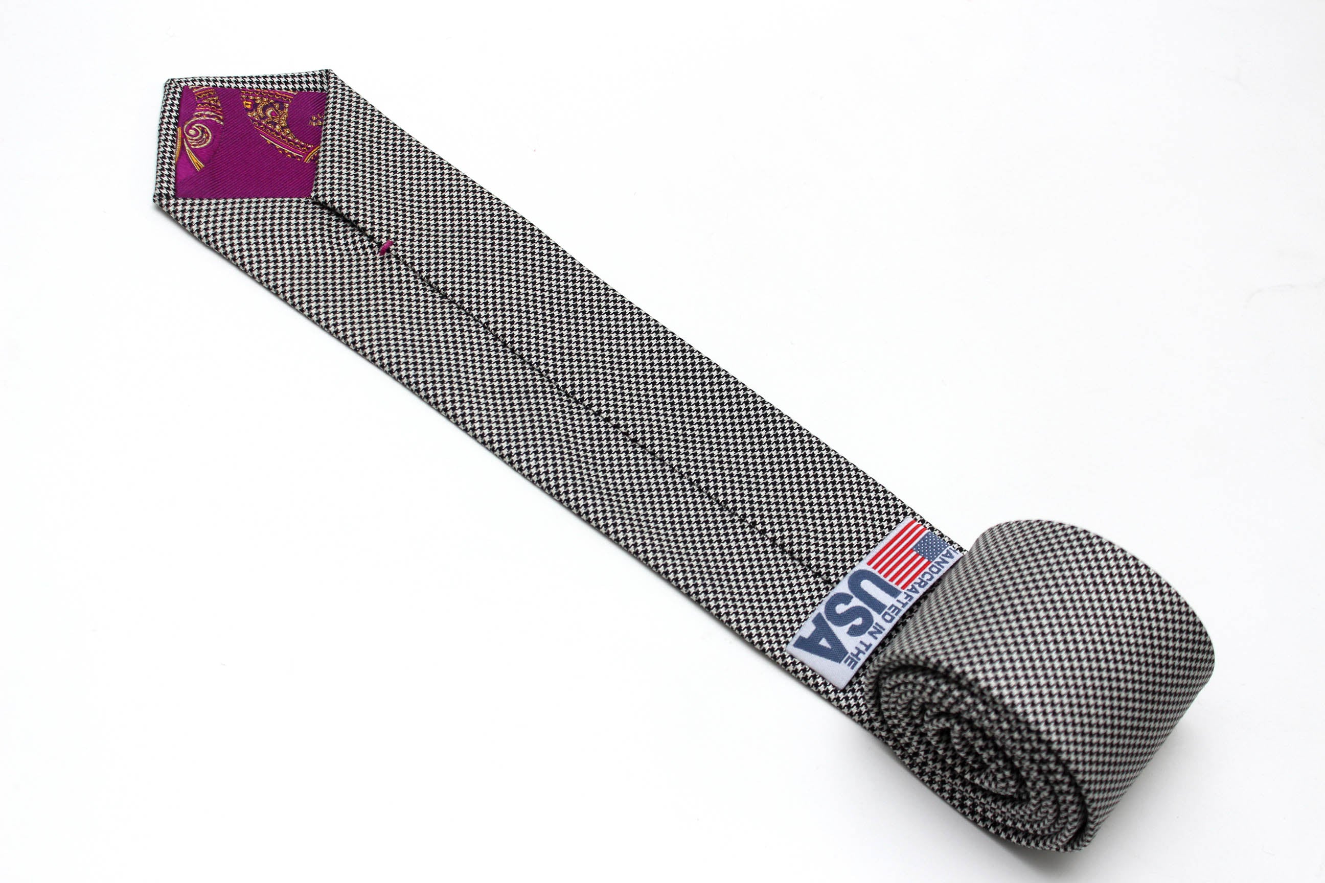 Black Houndstooth Wool Necktie