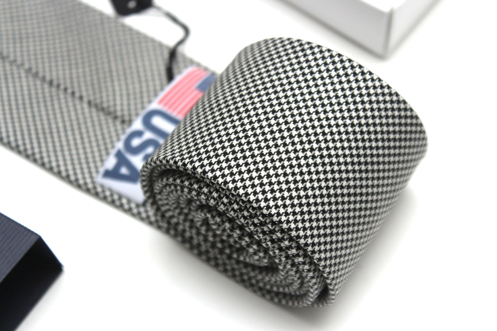 Black Houndstooth Wool Necktie