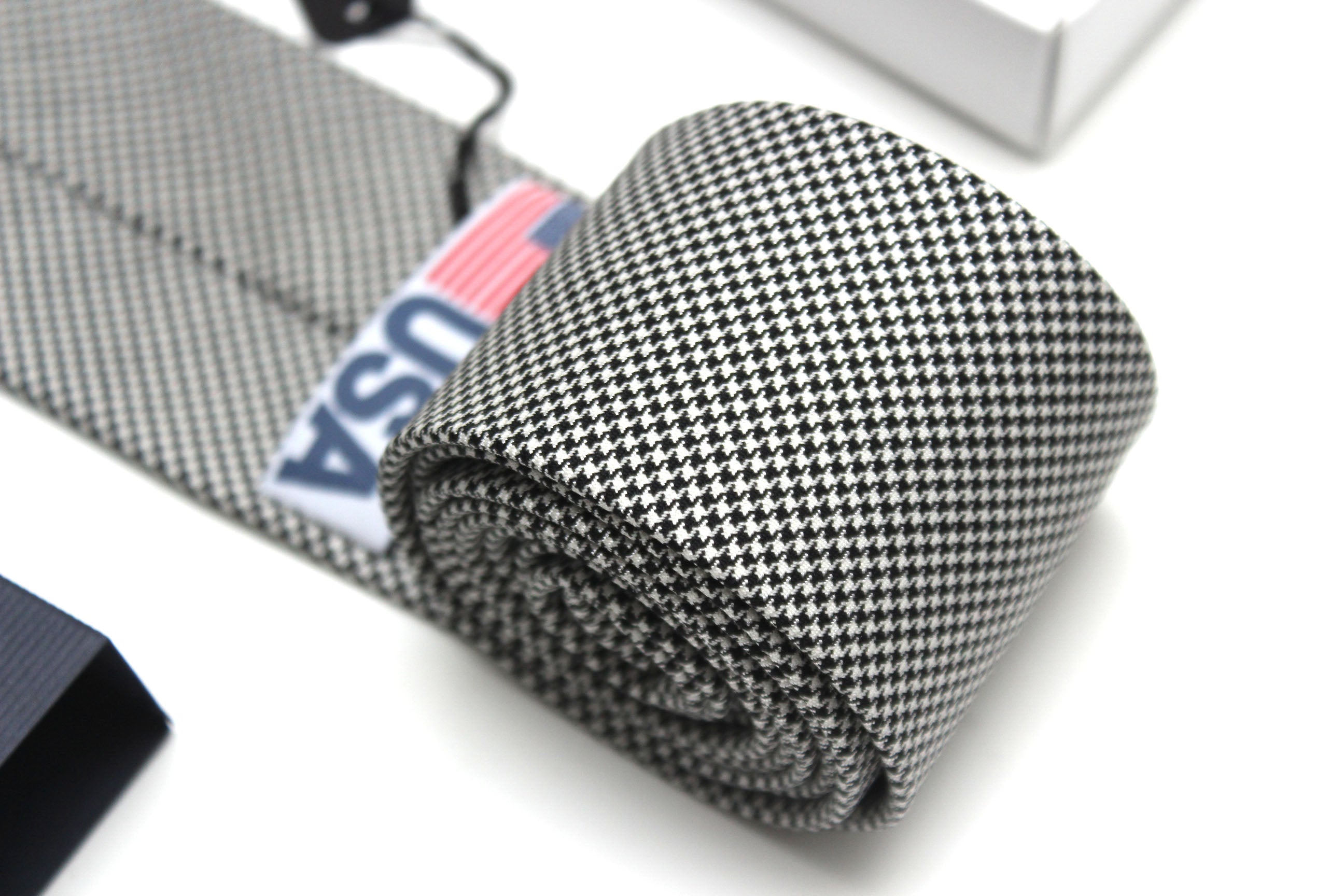 Black Houndstooth Wool Necktie