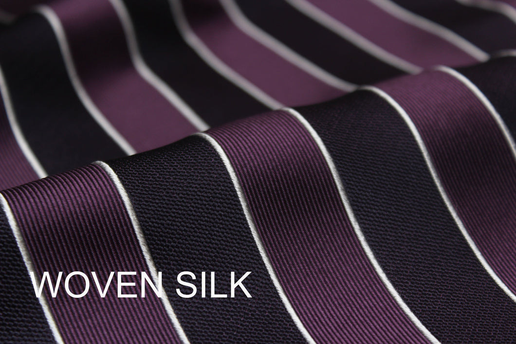 Navy Purple Diagonal Stripe Silk Fabric