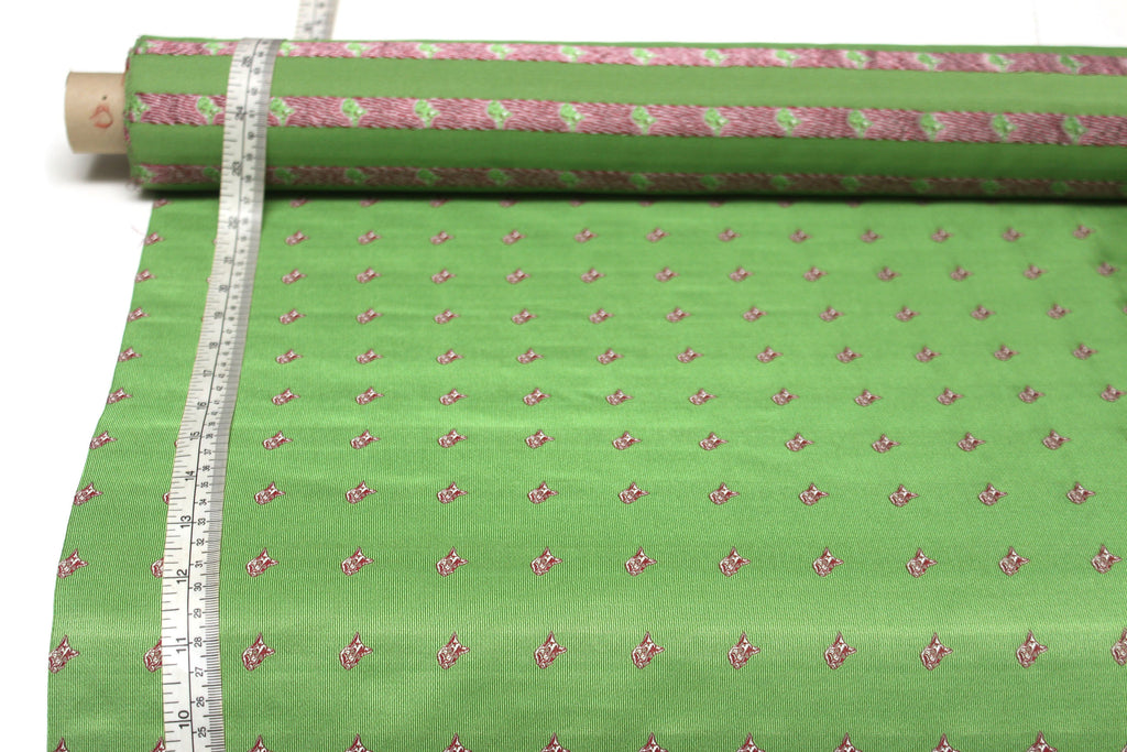 Green Dog Embroidery Silk Fabric