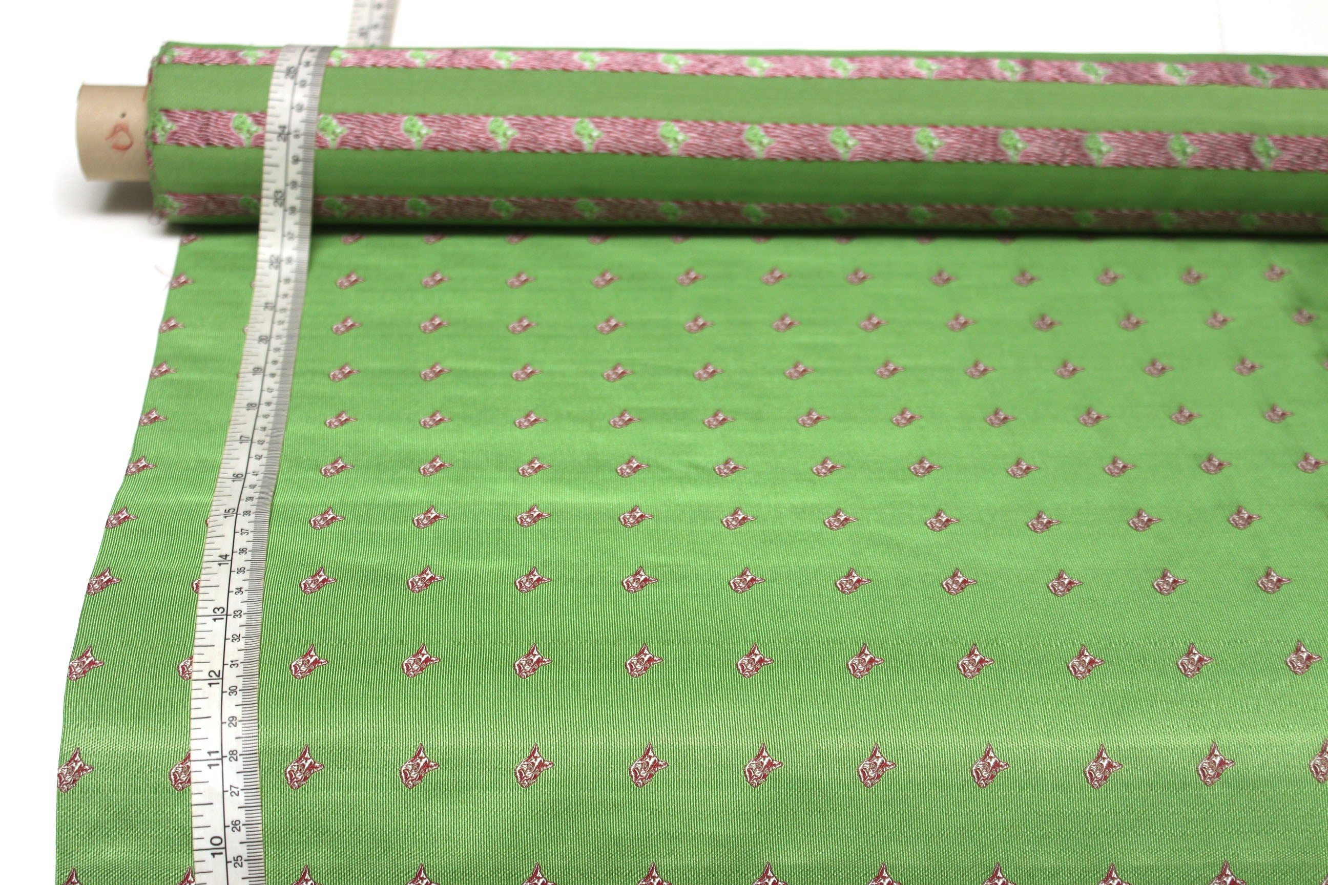 Green Dog Embroidery Silk Fabric