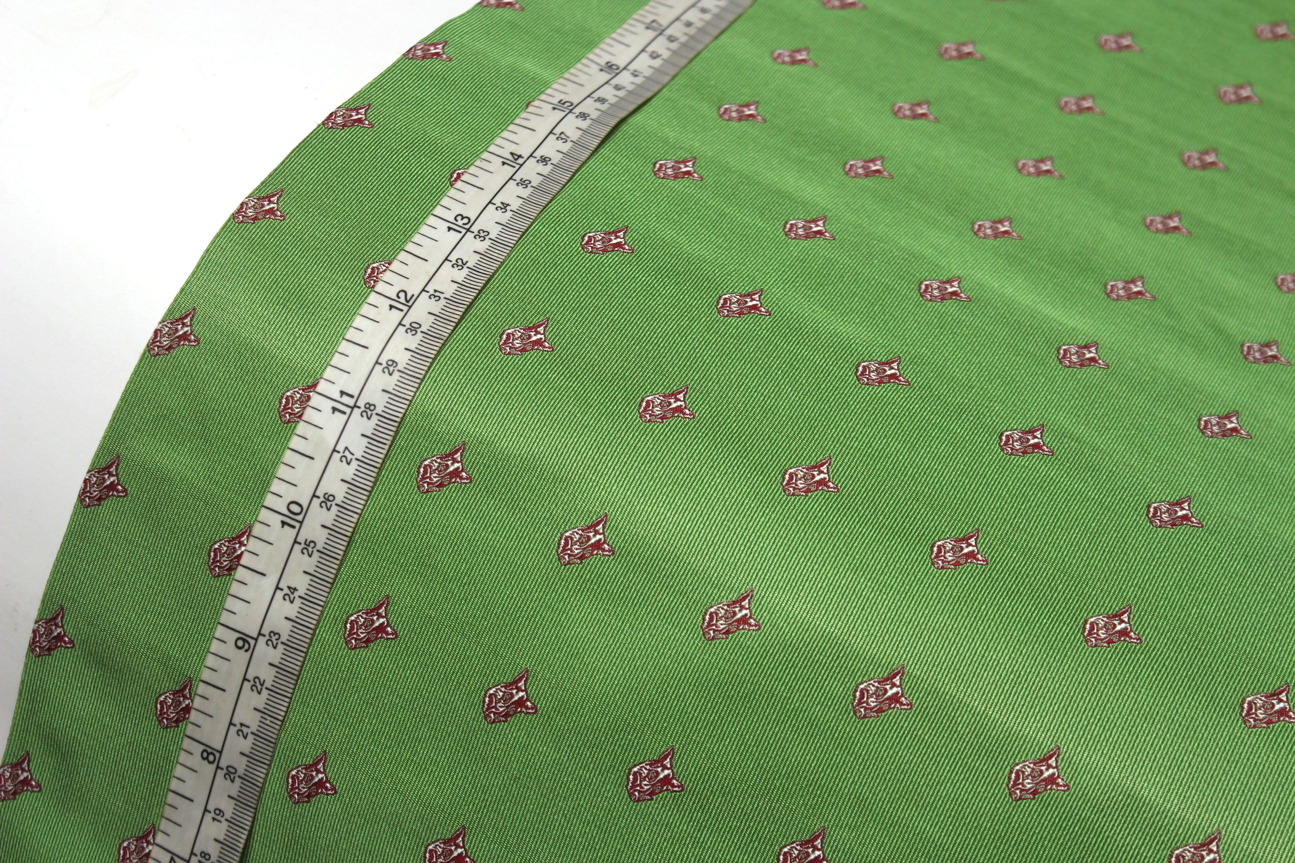Green Dog Embroidery Silk Fabric