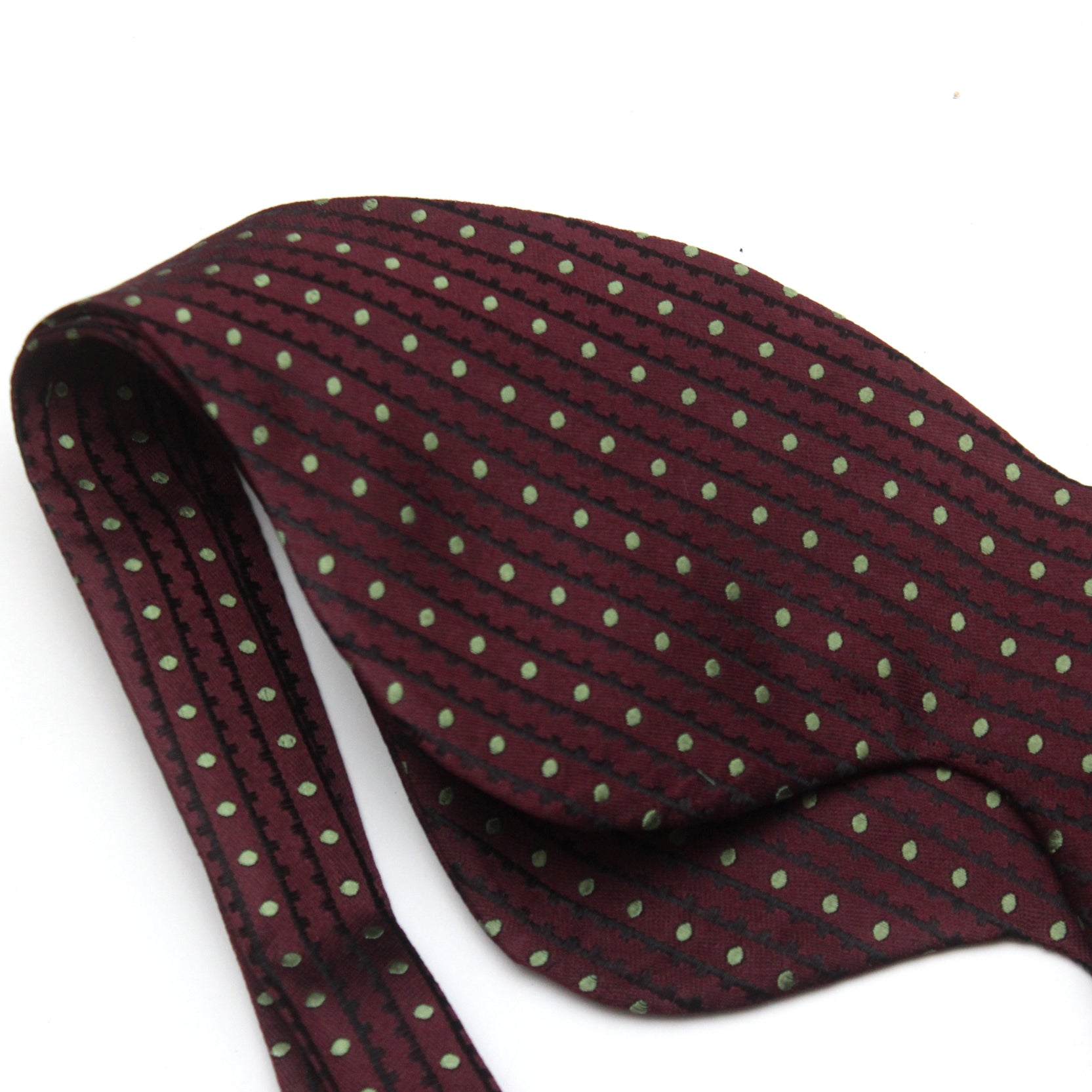 Big Butterfly Maroon Striped Green Polka Dot Silk Bow Tie