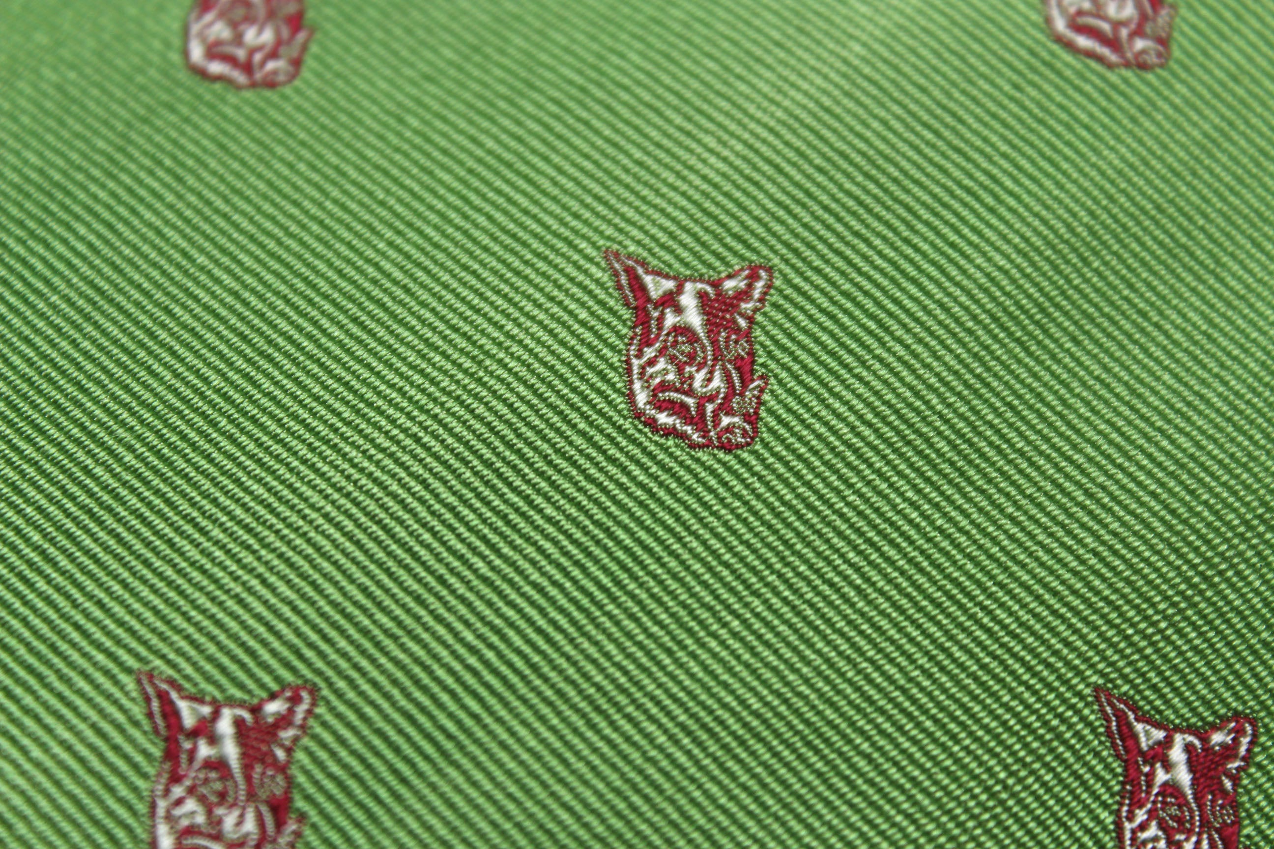 Green Dog Embroidery Silk Fabric