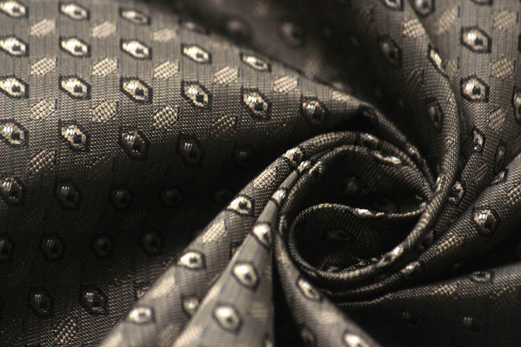 Grey Ornament Silk Fabric 42" width