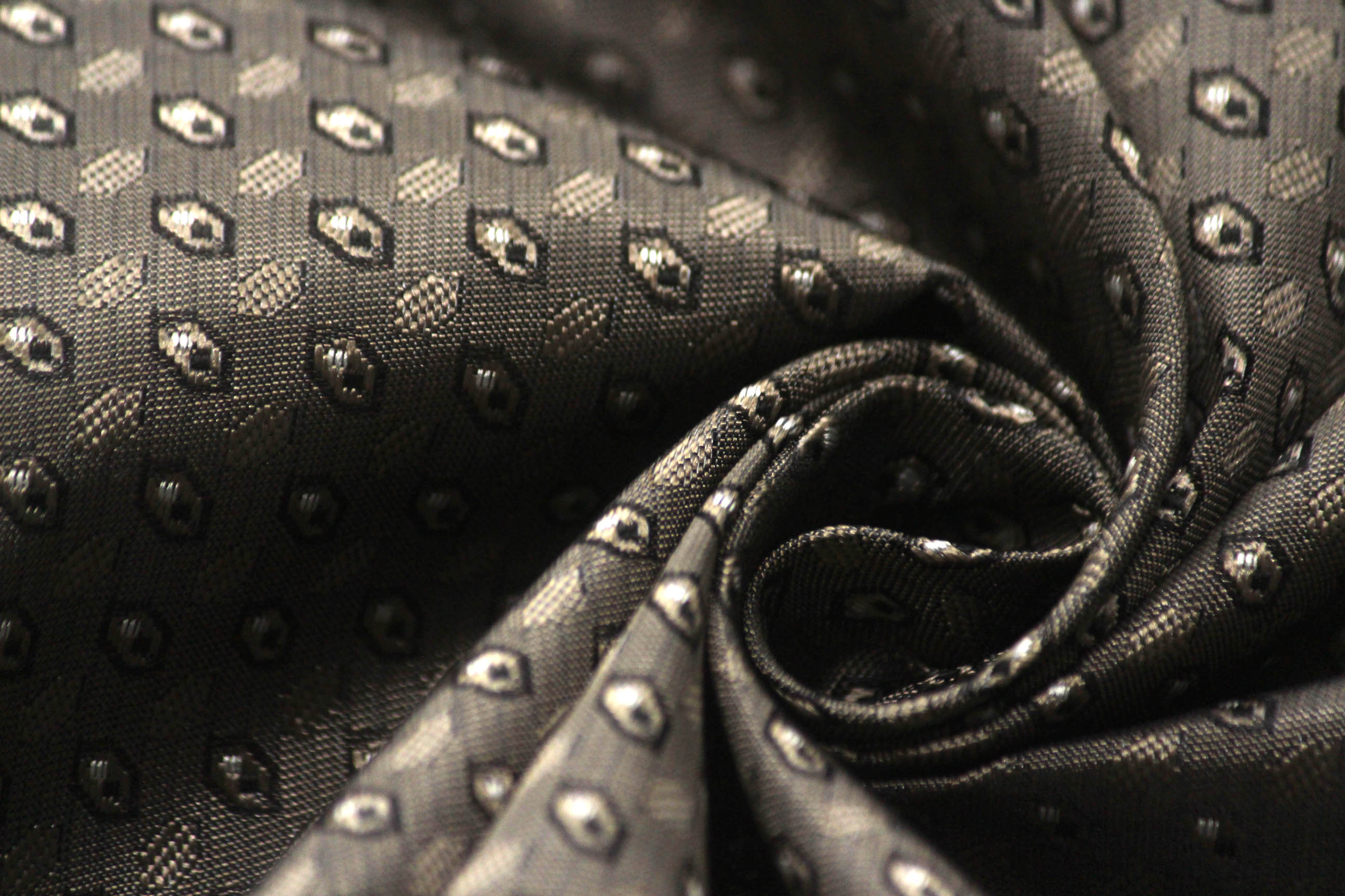 Grey Ornament Silk Fabric 42" width