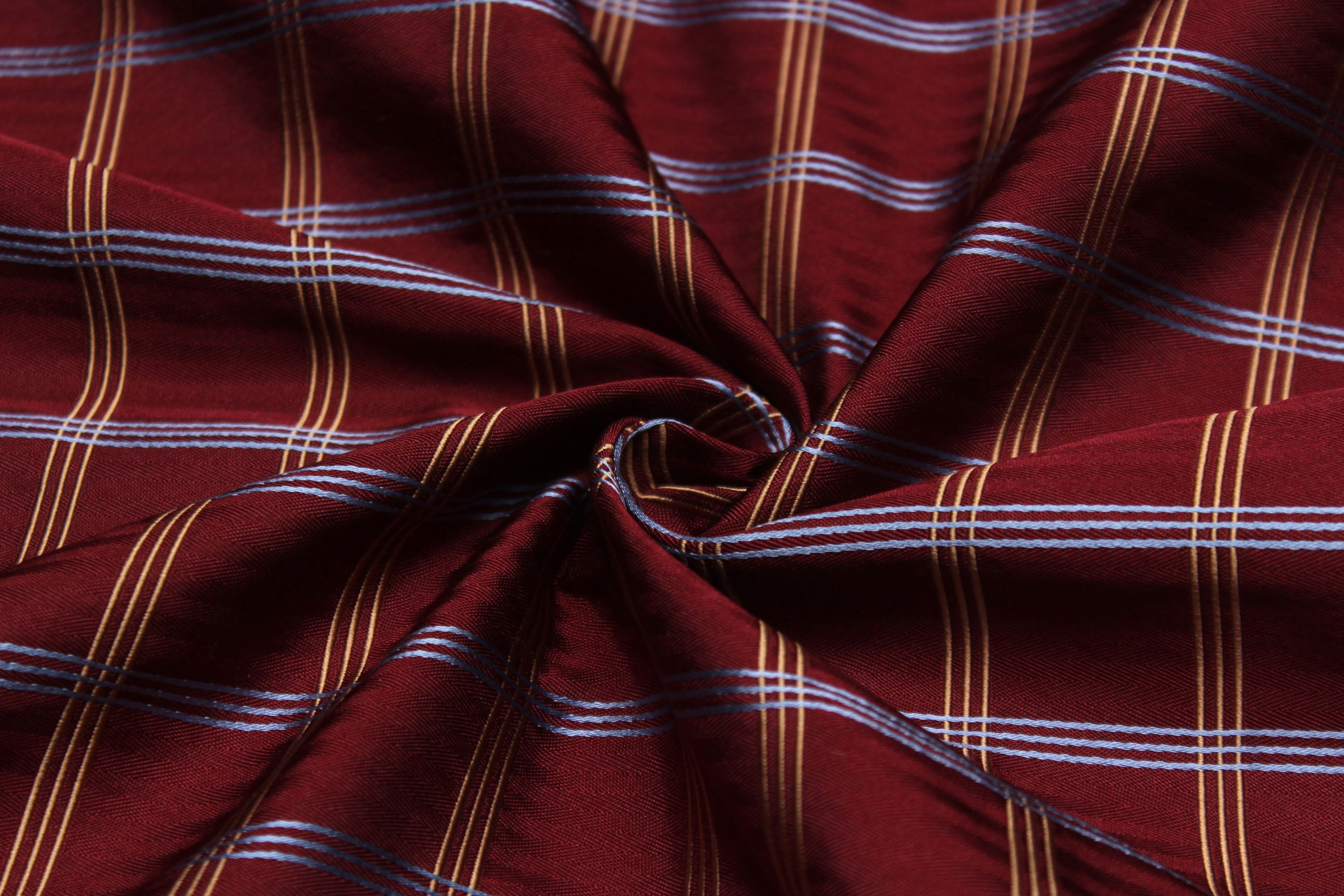 Red Maroon Plaid Silk Fabric