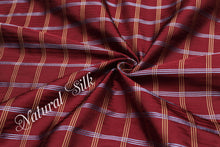 Load image into Gallery viewer, Red Maroon Plaid Silk Fabric
