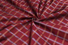 Load image into Gallery viewer, Red Maroon Plaid Silk Fabric
