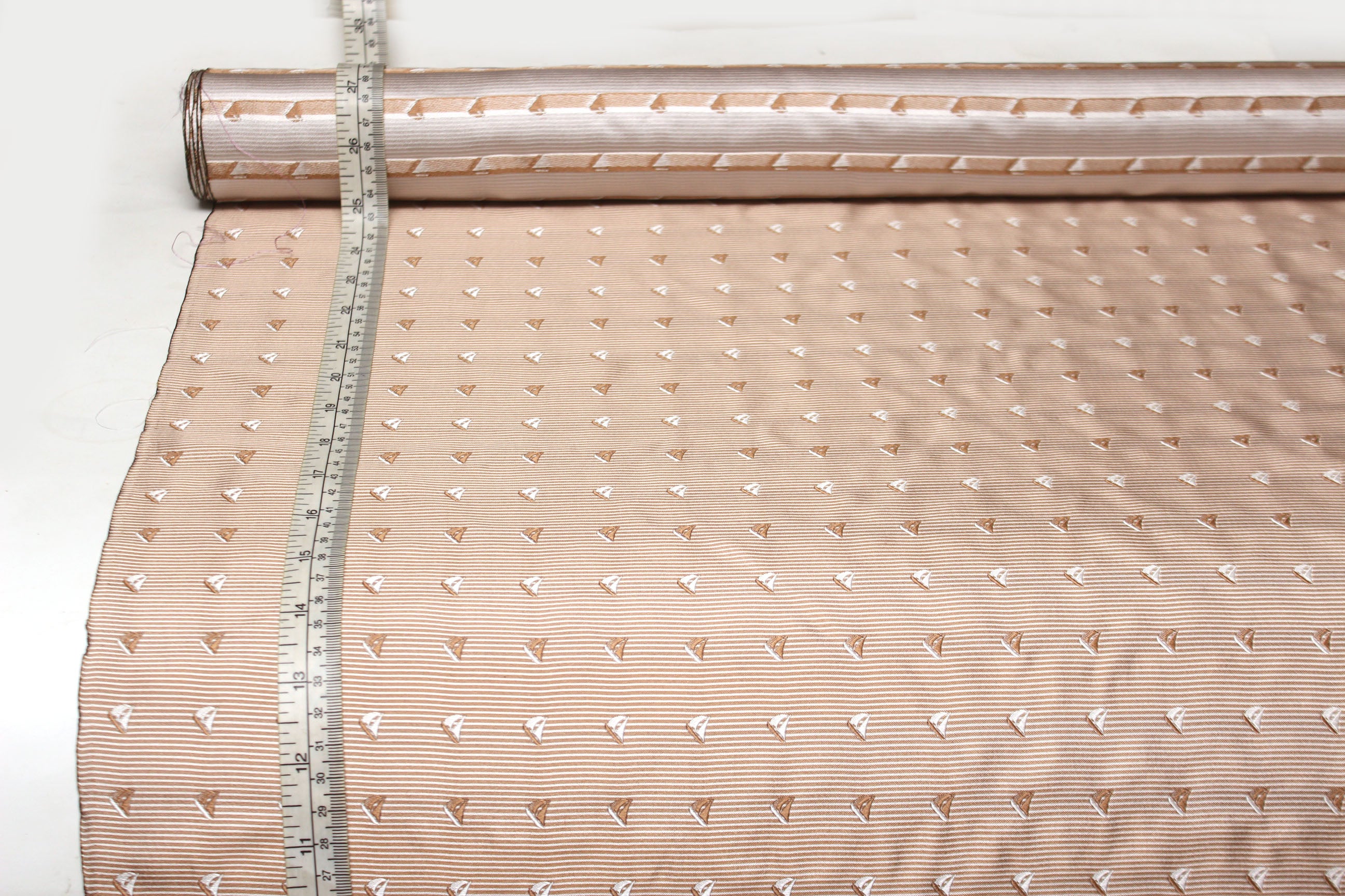 Beige Sailboat Stripe Silk Fabric