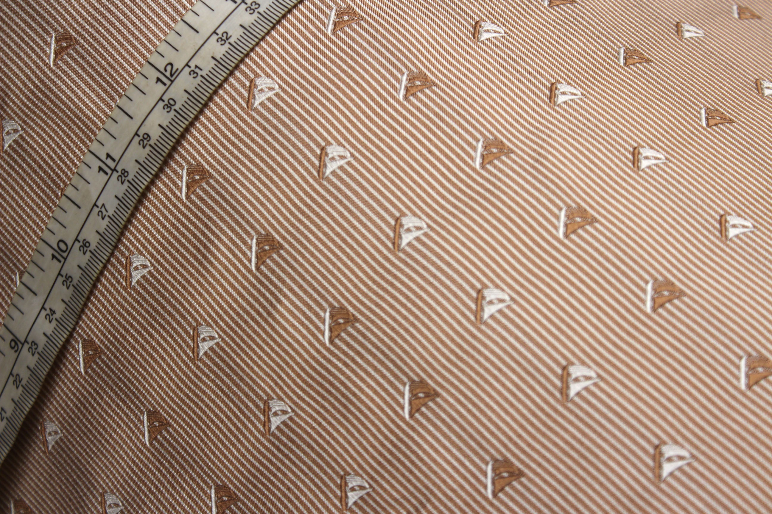 Beige Sailboat Stripe Silk Fabric