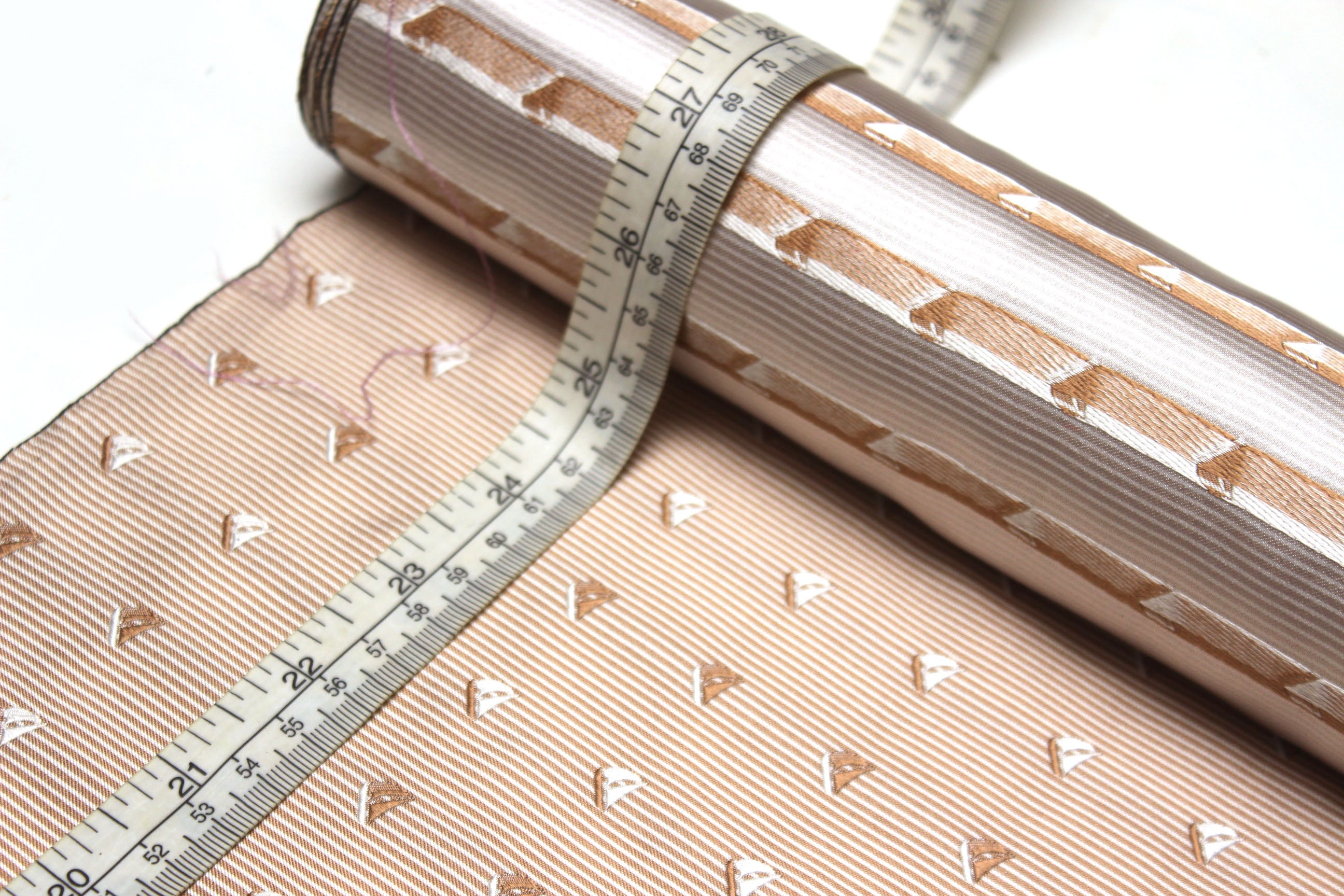 Beige Sailboat Stripe Silk Fabric