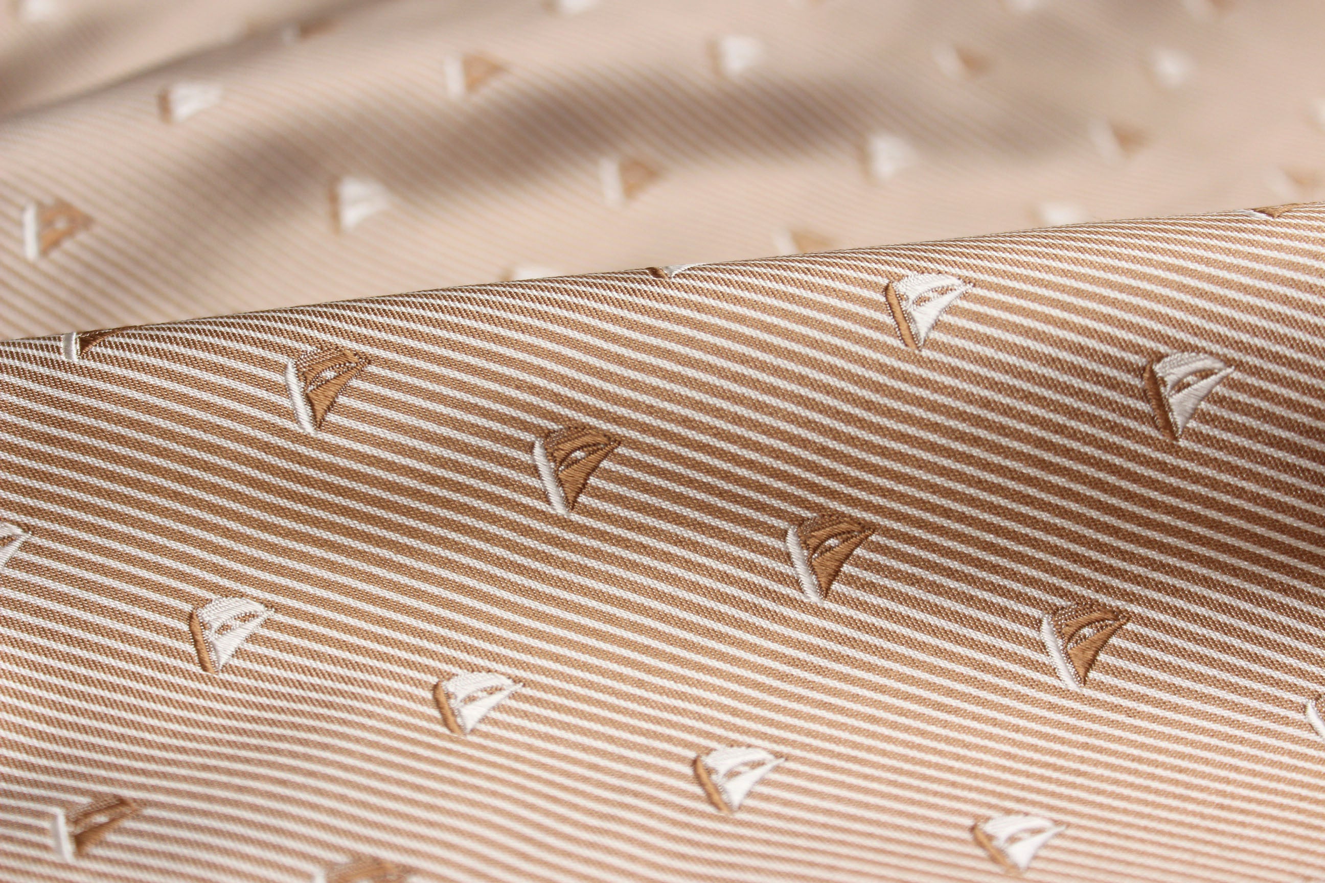 Beige Sailboat Stripe Silk Fabric