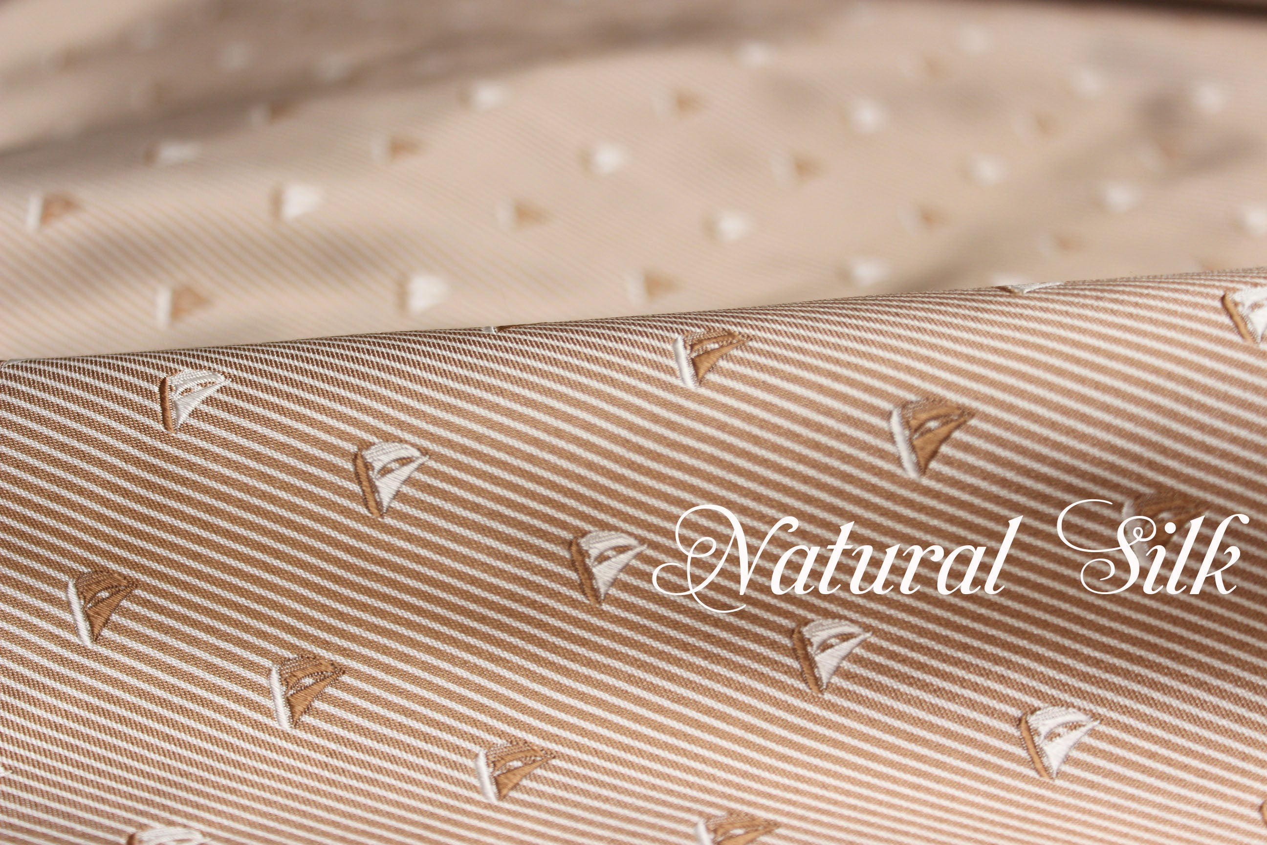Beige Sailboat Stripe Silk Fabric