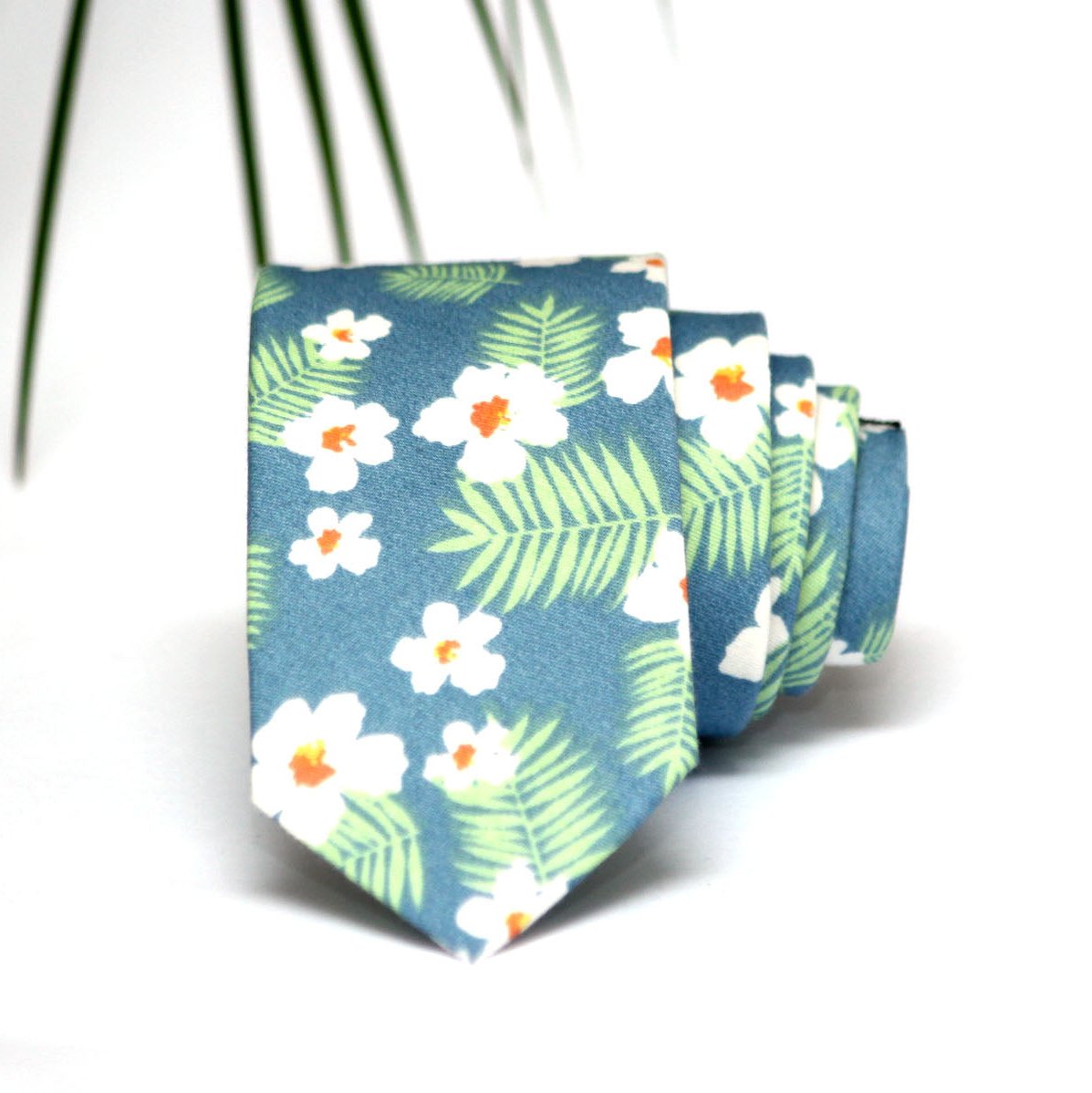 Blue White Floral Necktie