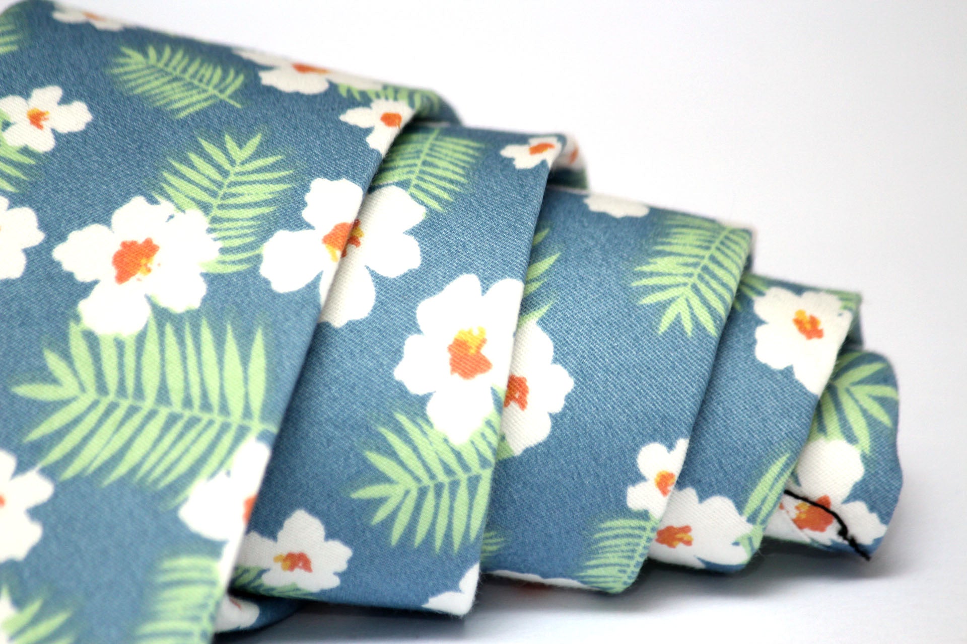 Blue White Floral Necktie