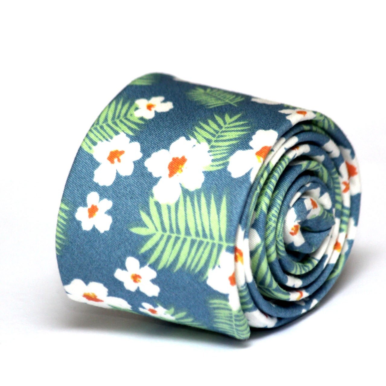 Blue White Floral Necktie