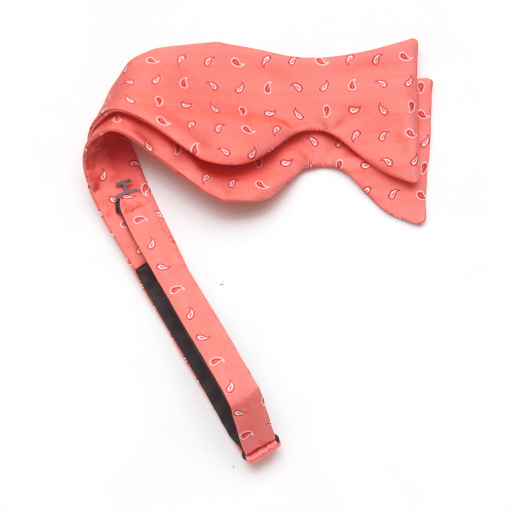 Coral Paisley Silk Large Bow tie