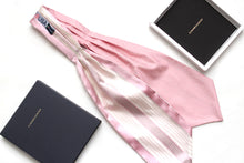 Load image into Gallery viewer, Pink Stripe Reversible Silk Ascot
