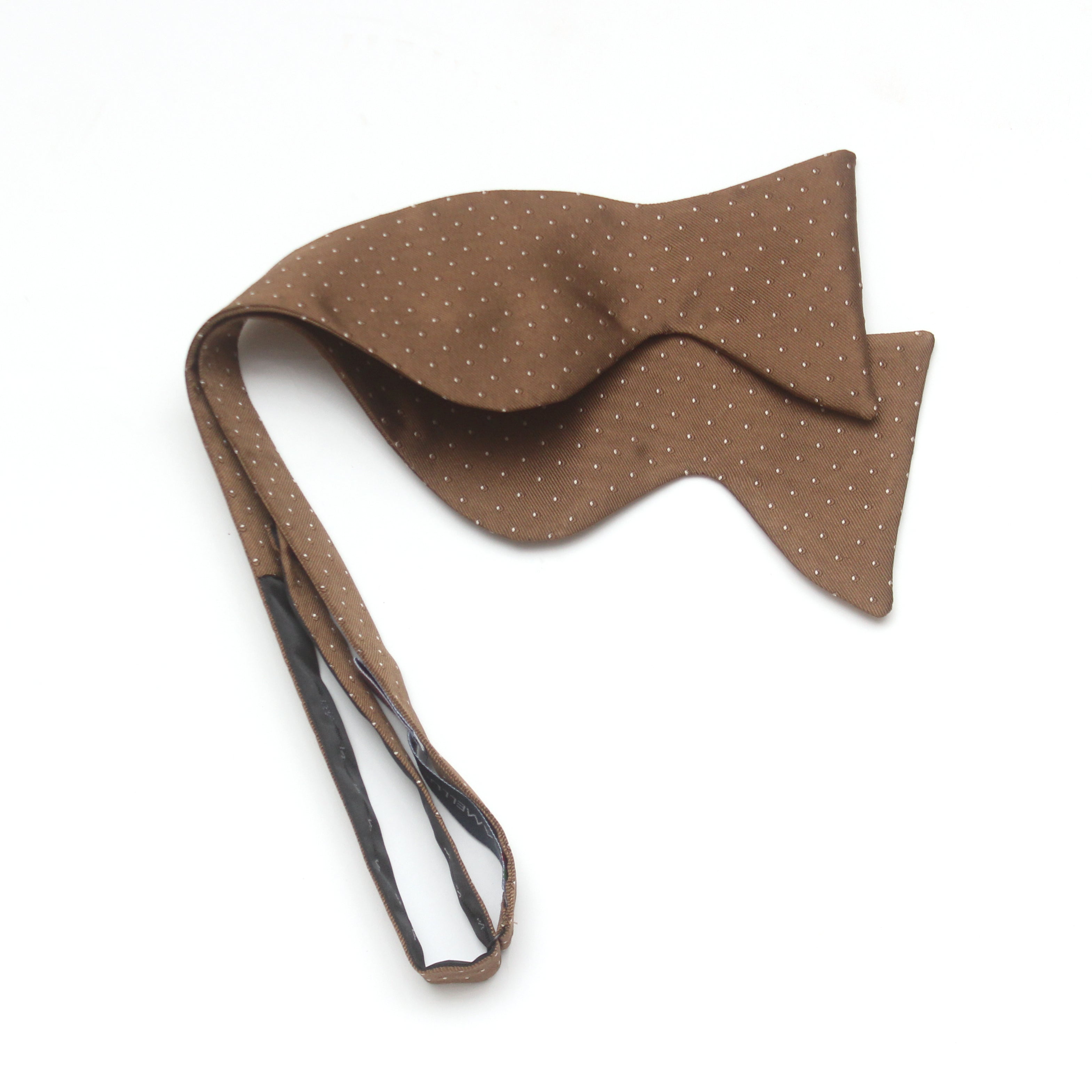 Big Butterfly Polka Dot Brown Silk Bow Tie