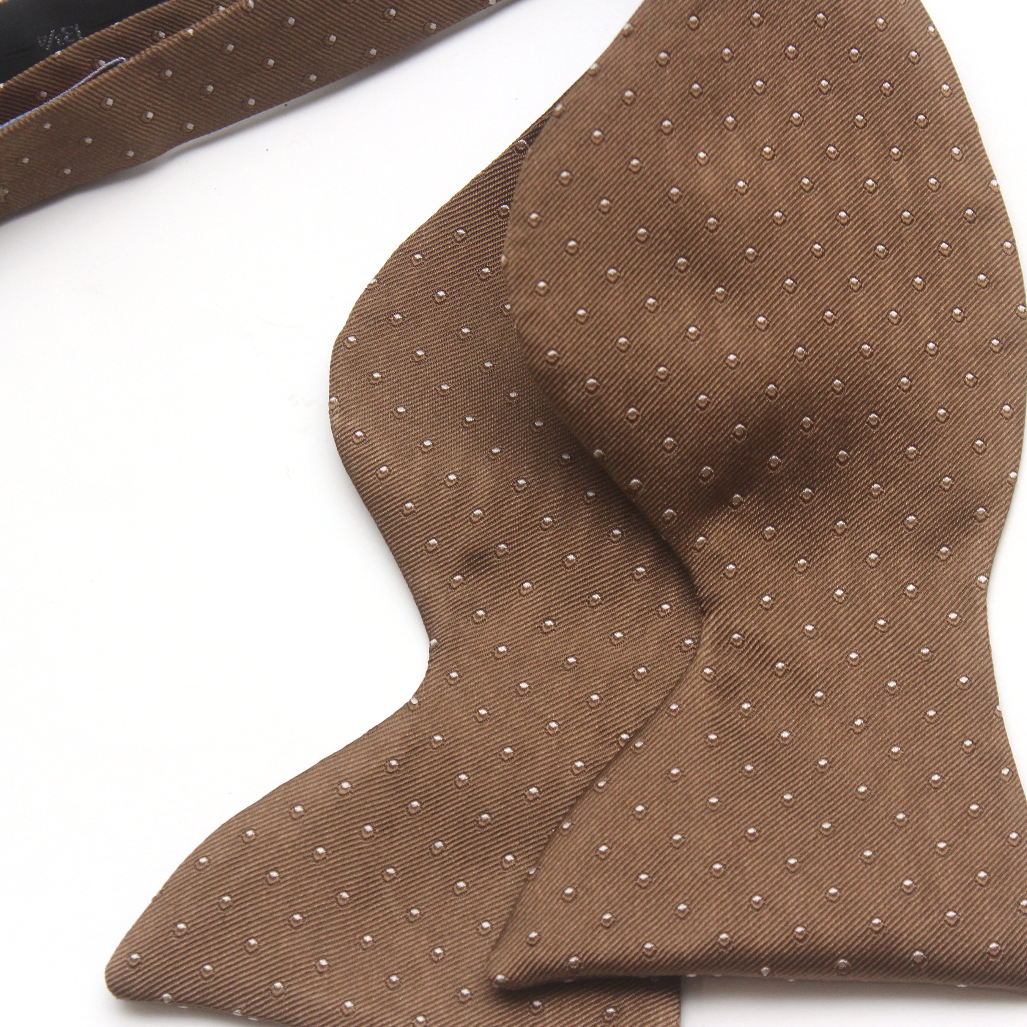 Big Butterfly Polka Dot Brown Silk Bow Tie