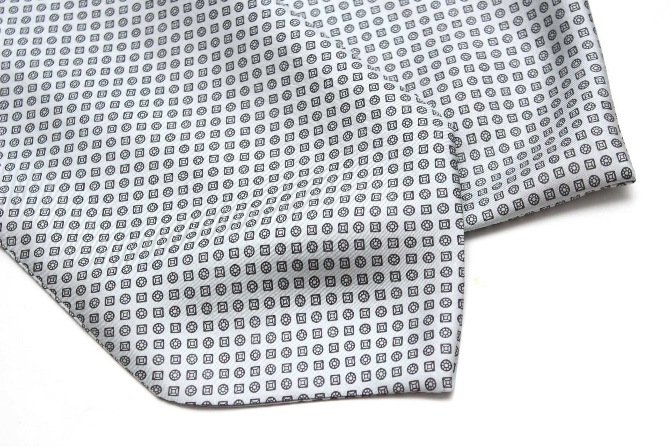 White Polka Dot Ornament Silk Ascot