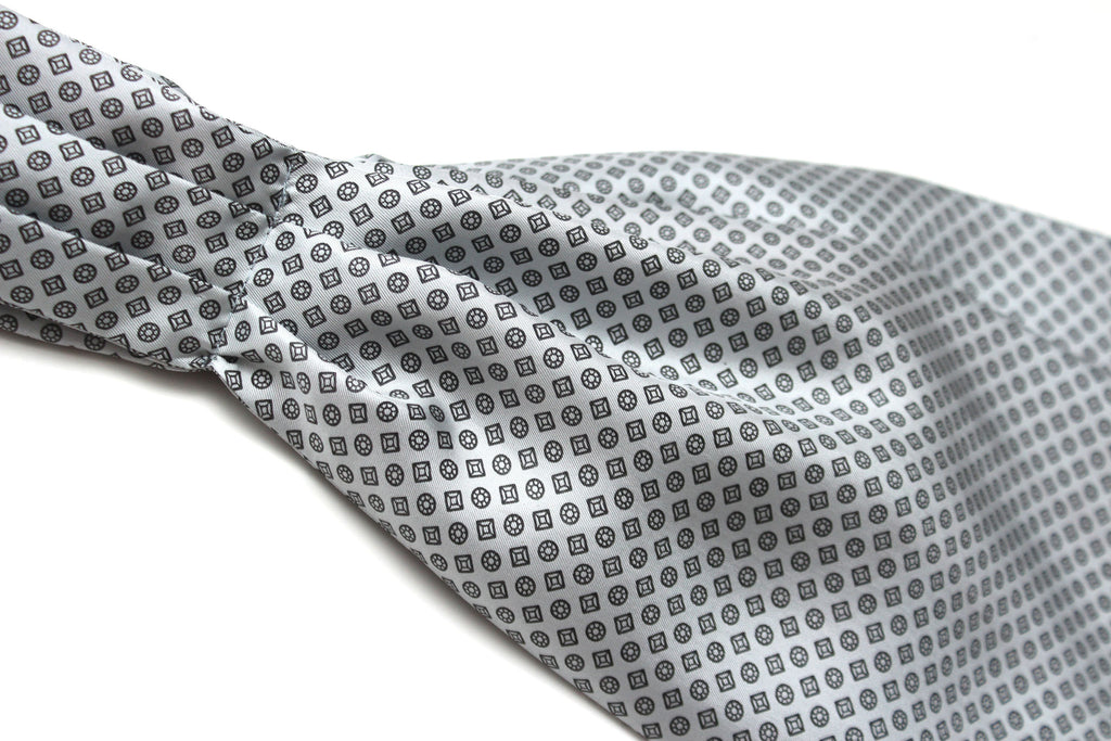 White Polka Dot Ornament Silk Ascot