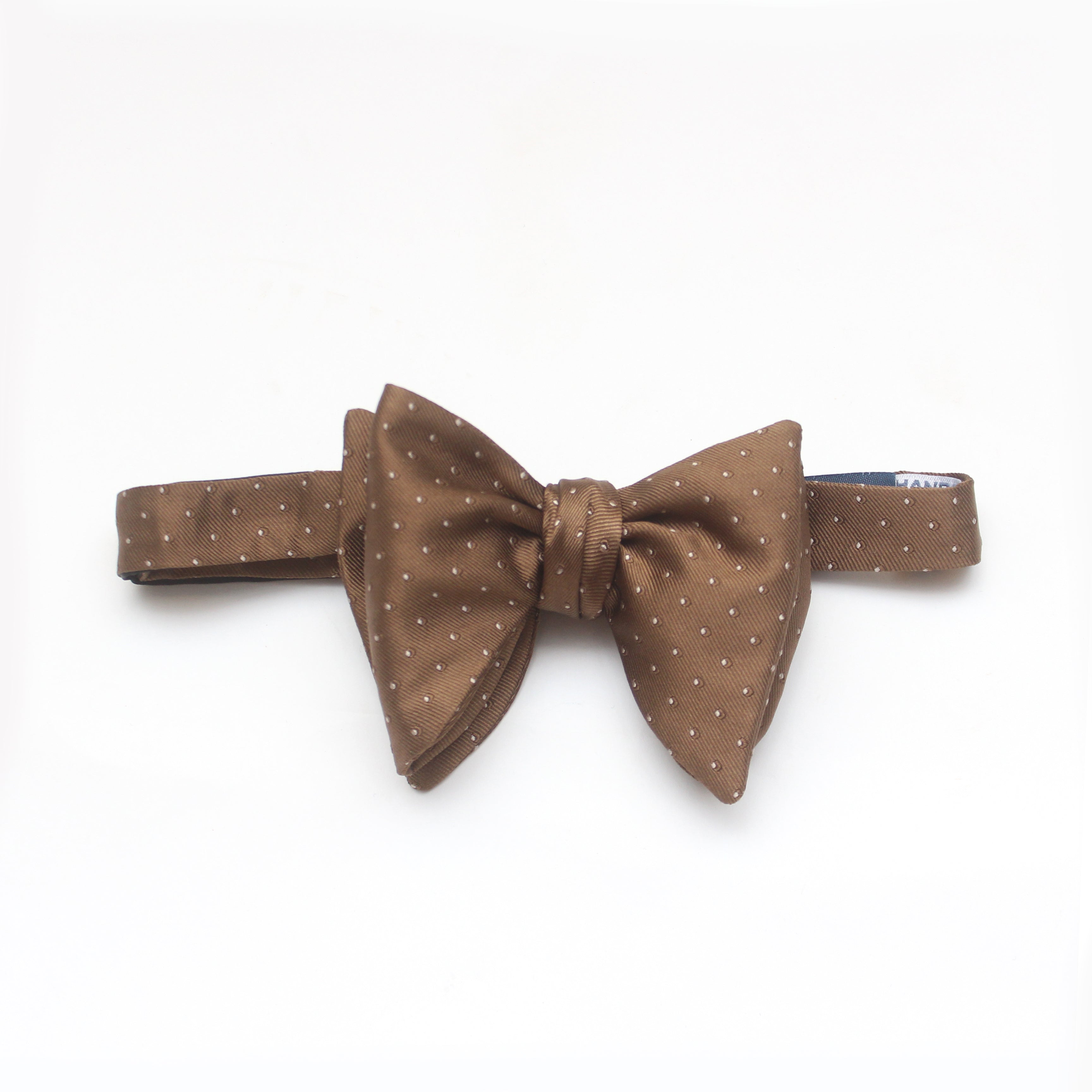 Big Butterfly Polka Dot Brown Silk Bow Tie