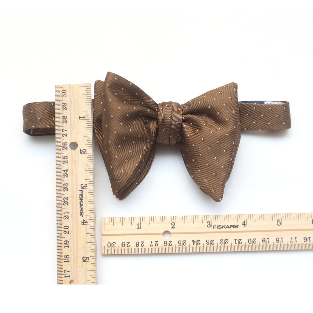 Big Butterfly Polka Dot Brown Silk Bow Tie