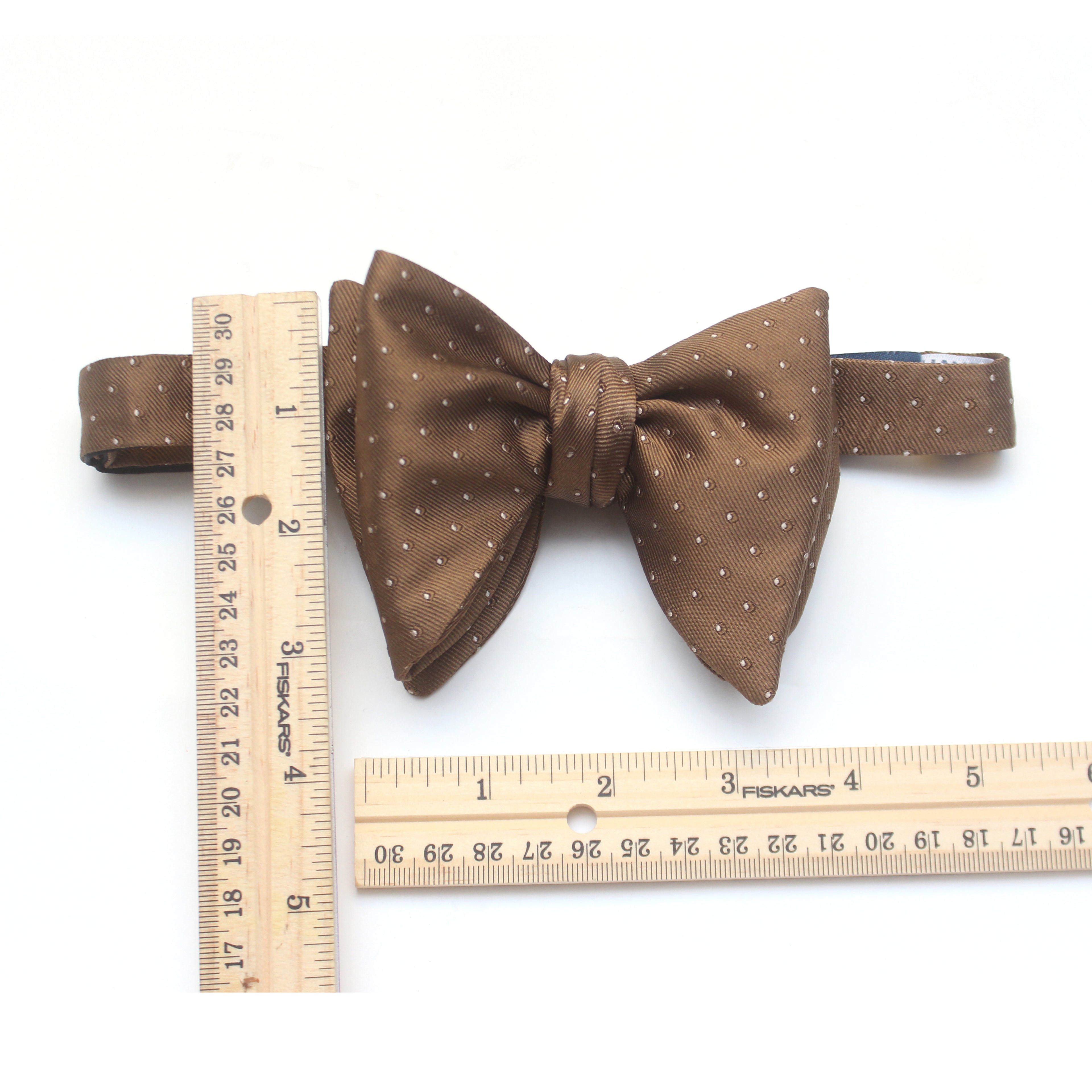 Big Butterfly Polka Dot Brown Silk Bow Tie