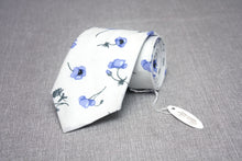 Load image into Gallery viewer, Blue Purple Poppies Floral Cotton Necktie
