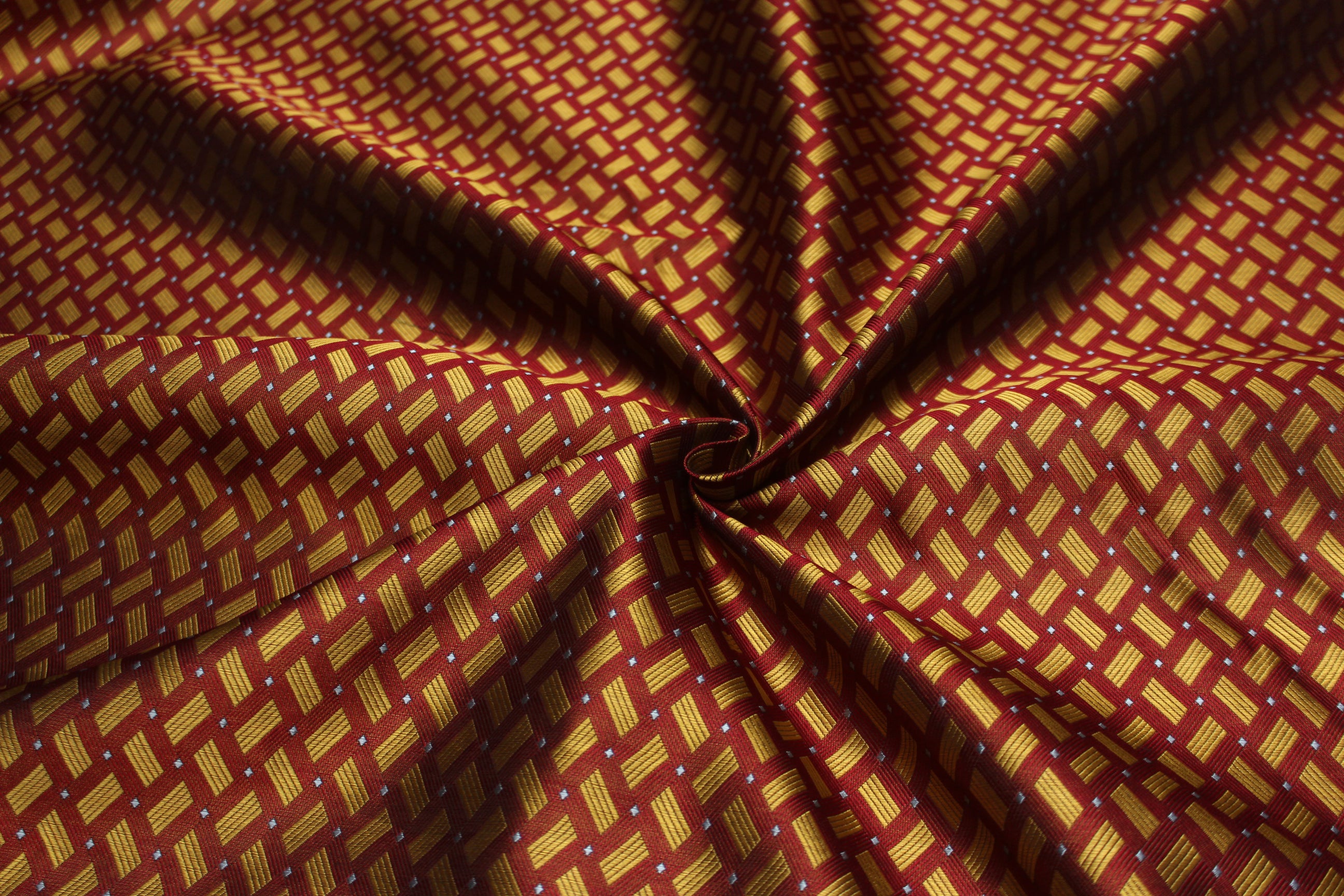 Red Gold ornament Silk Fabric
