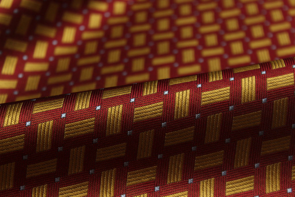 Red Gold ornament Silk Fabric