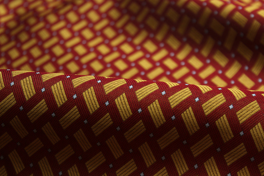 Red Gold ornament Silk Fabric
