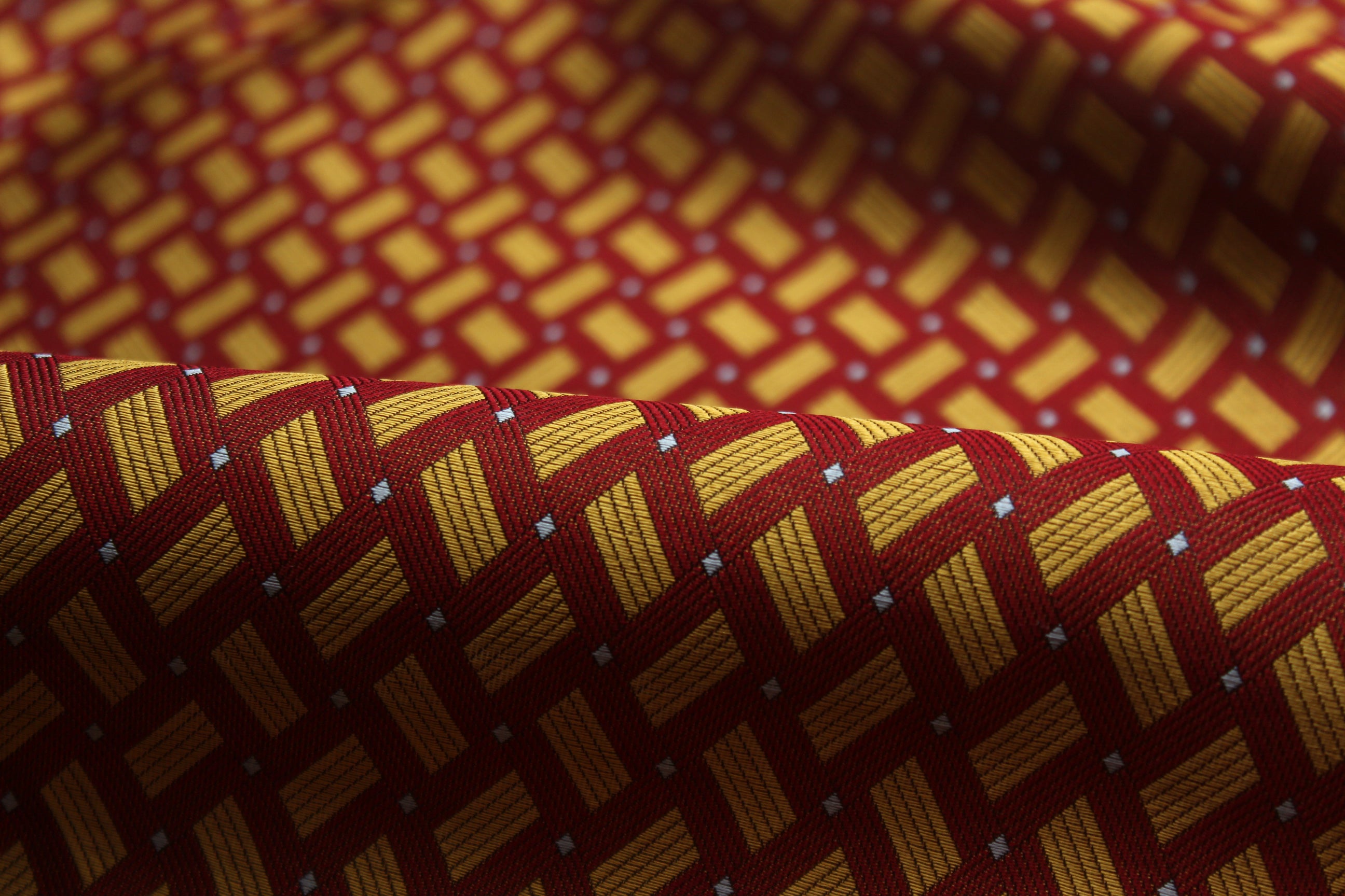 Red Gold ornament Silk Fabric