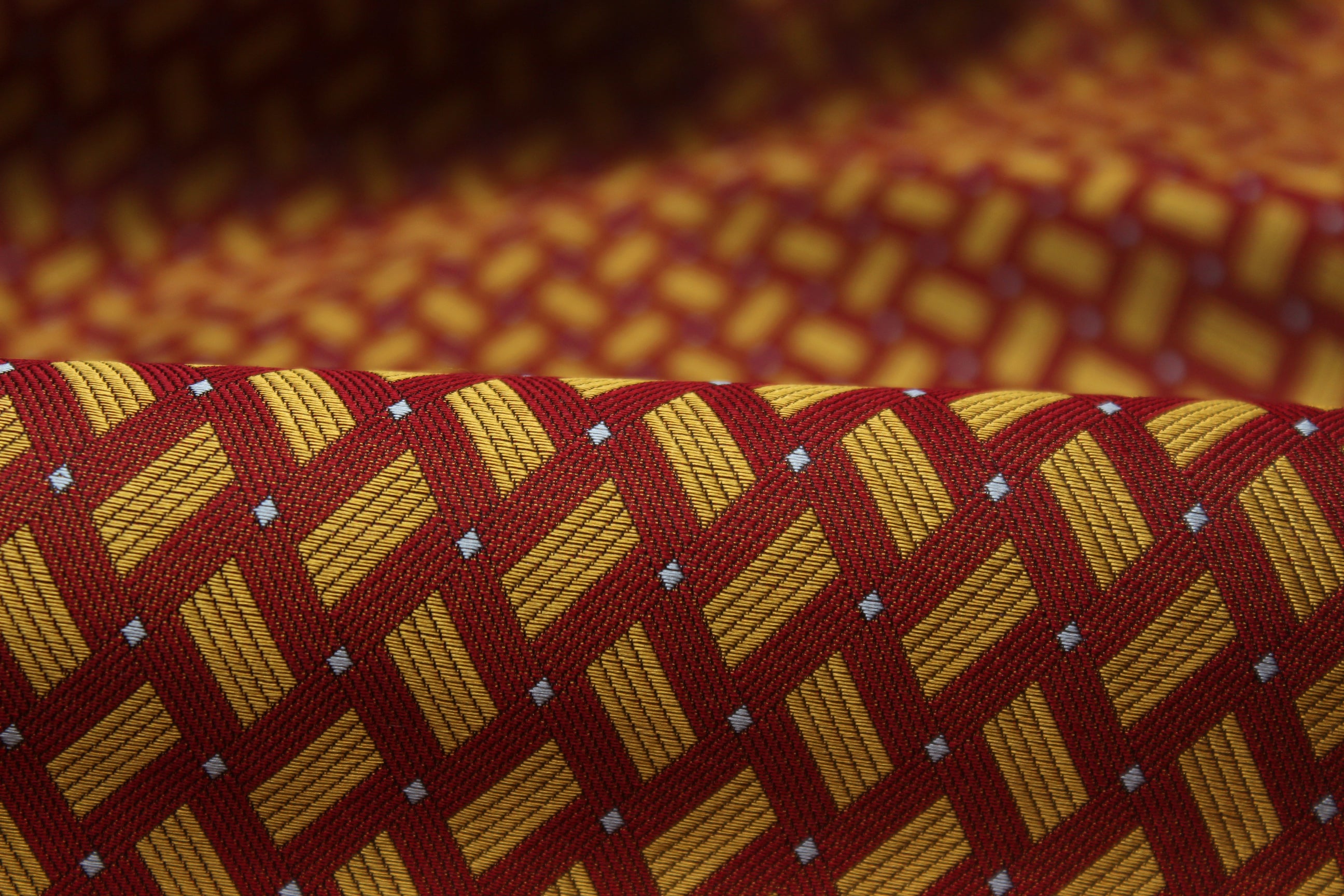 Red Gold ornament Silk Fabric