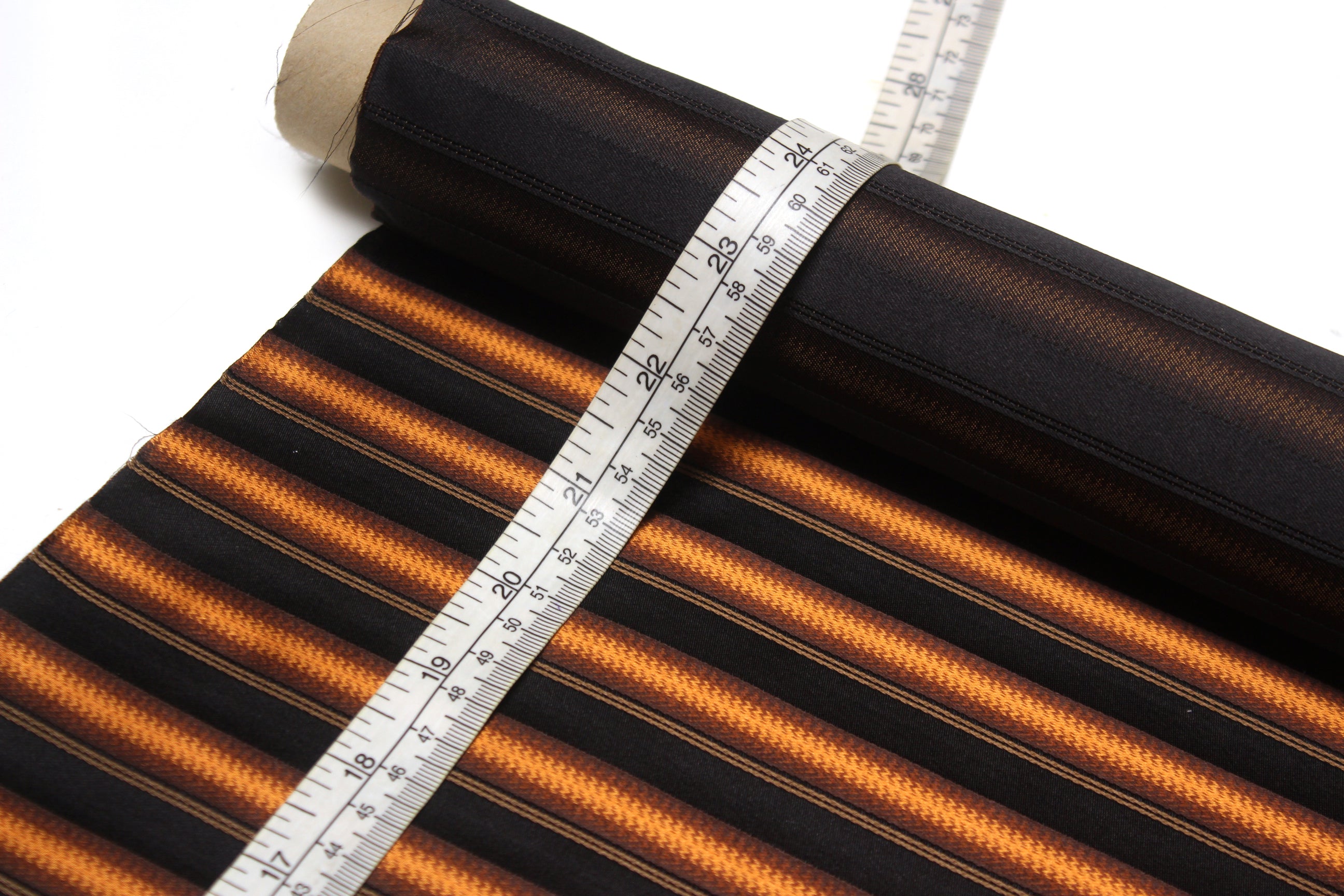 Black Orange Stripe Silk Fabric