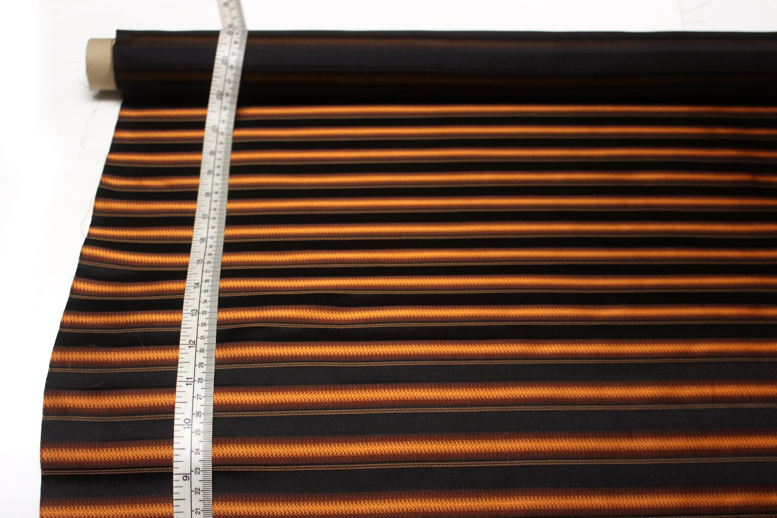 Black Orange Stripe Silk Fabric