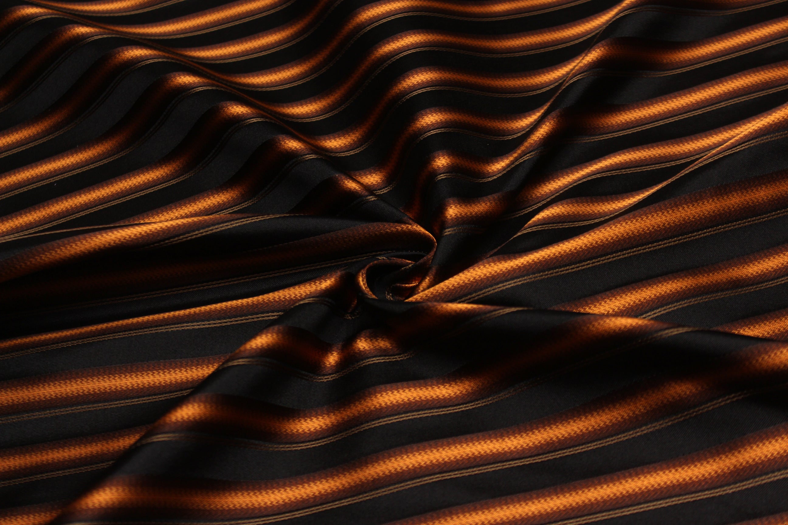 Black Orange Stripe Silk Fabric