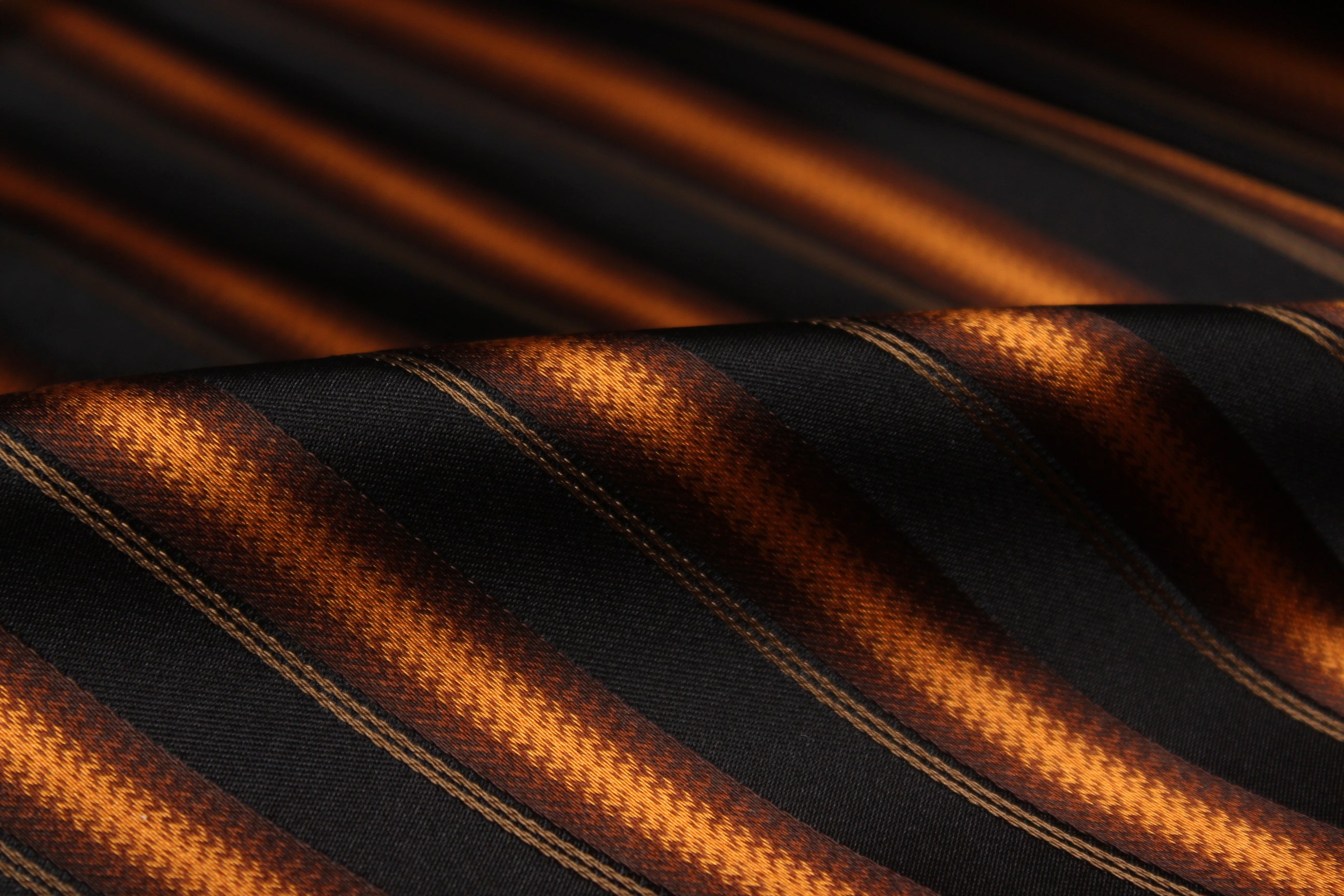 Black Orange Stripe Silk Fabric