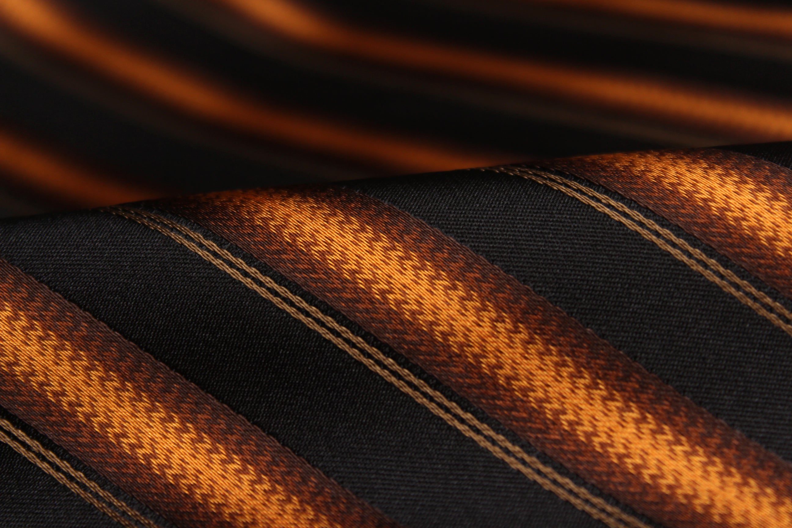 Black Orange Stripe Silk Fabric
