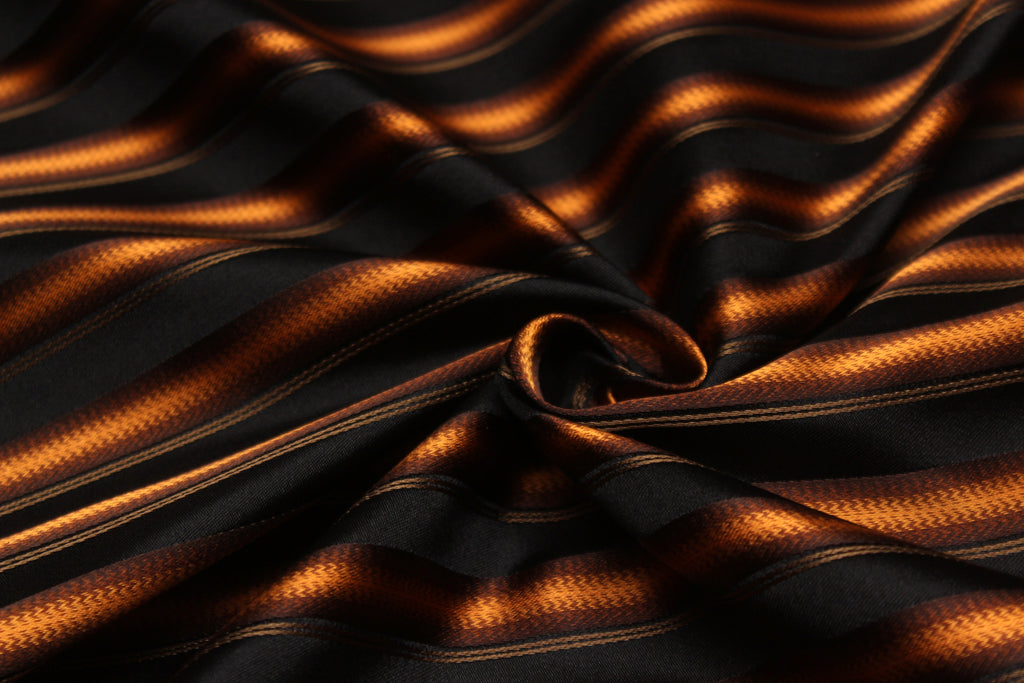 Black Orange Stripe Silk Fabric