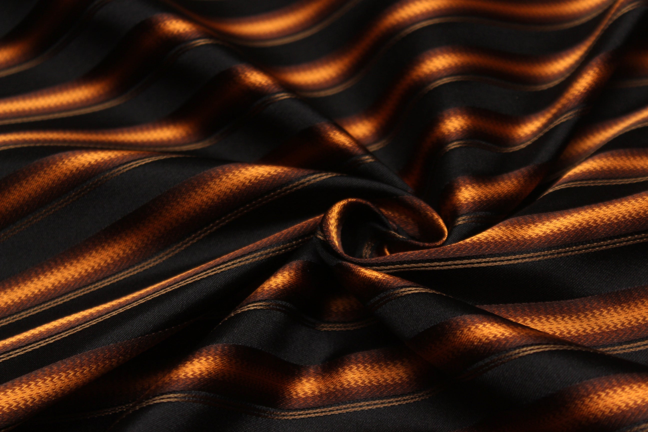 Black Orange Stripe Silk Fabric