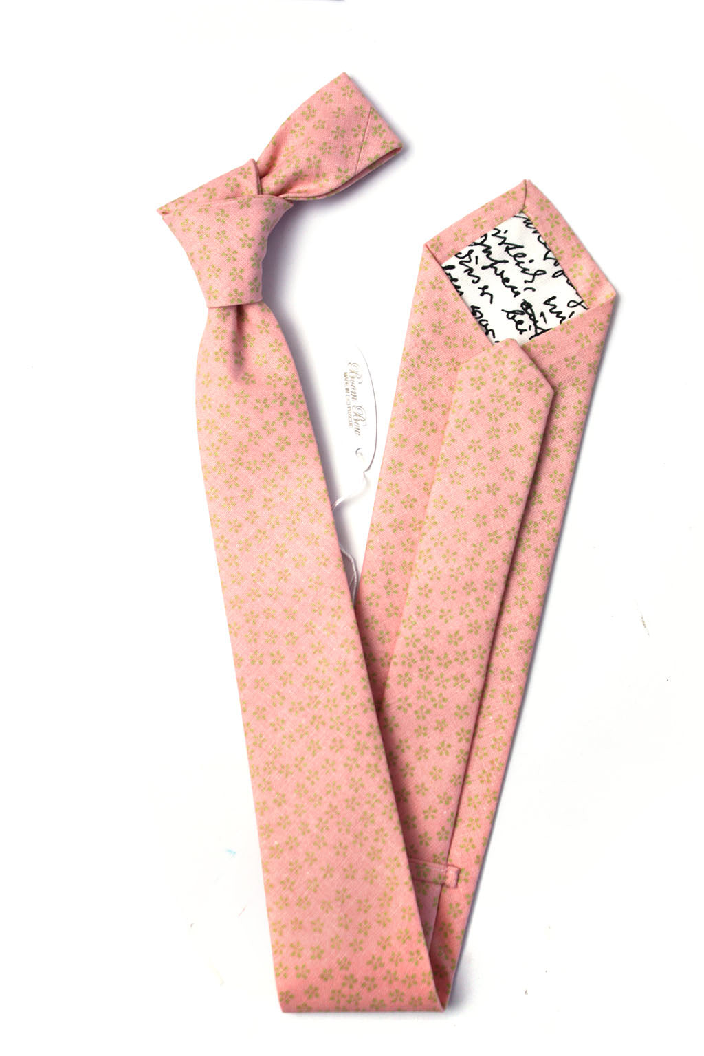 Dusty Rose Green Print Cotton Necktie