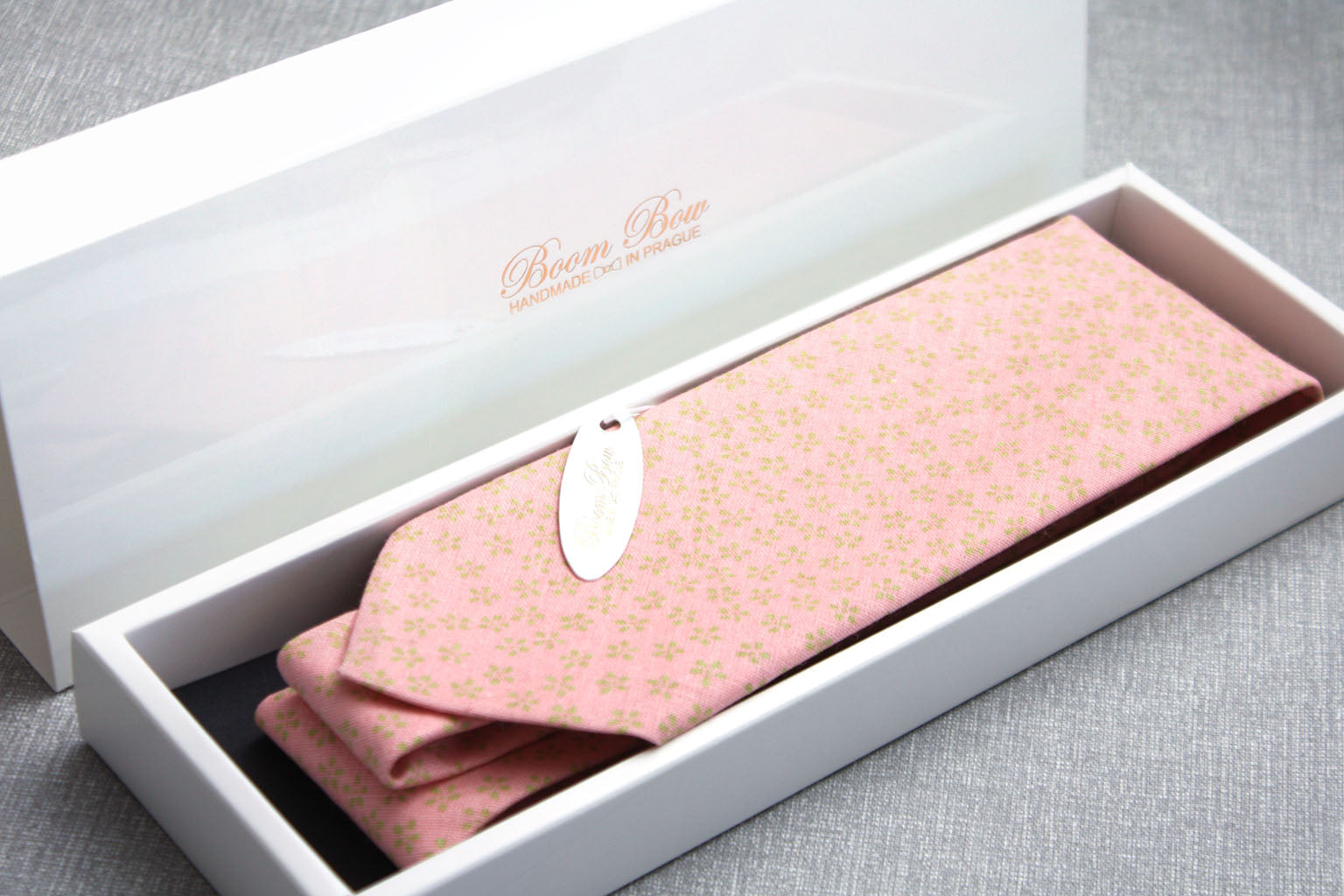 Dusty Rose Green Print Cotton Necktie